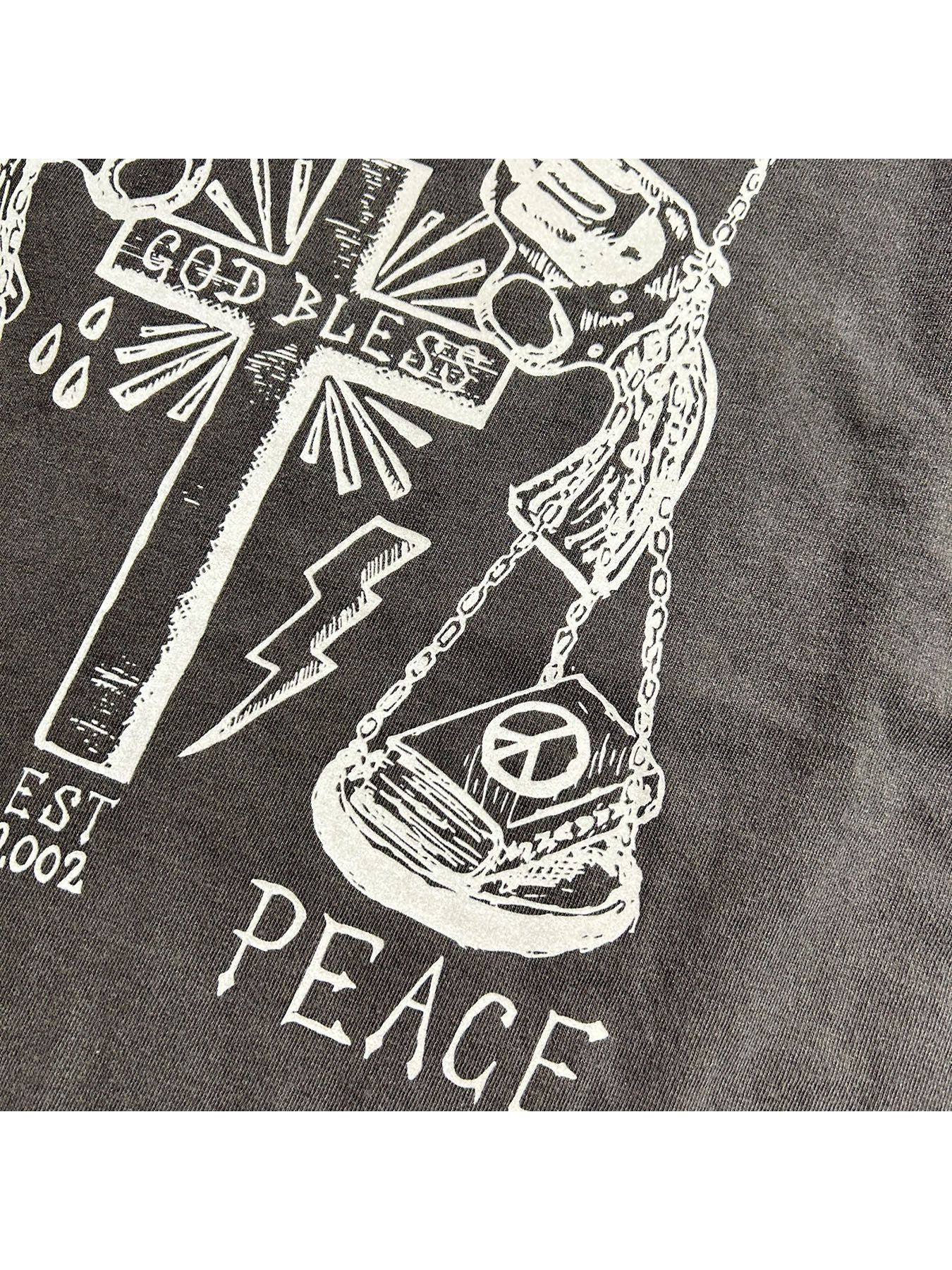 【予約品 8月10日(日) 締切 】CROSGUN FLOCKY S/S T / クロスガン フロッキープリント Tシャツ / ブラック