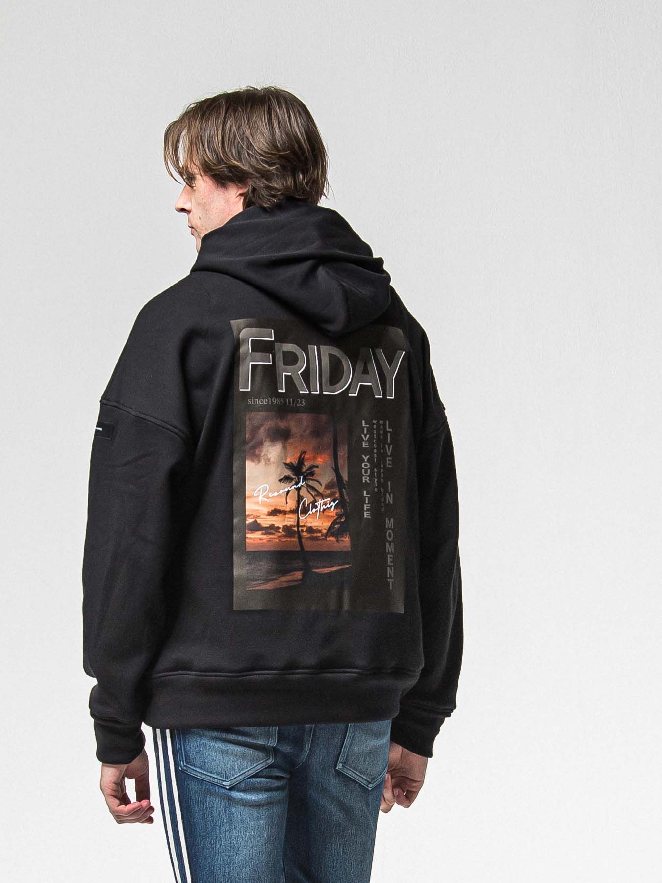 【予約品 8月31日(日) 締切】FRIDAY OLD COVER VEROURS FLEECE HOODIE / FRIDAYコラボ オールドカバー ベロアフリース フーディ / ブラック