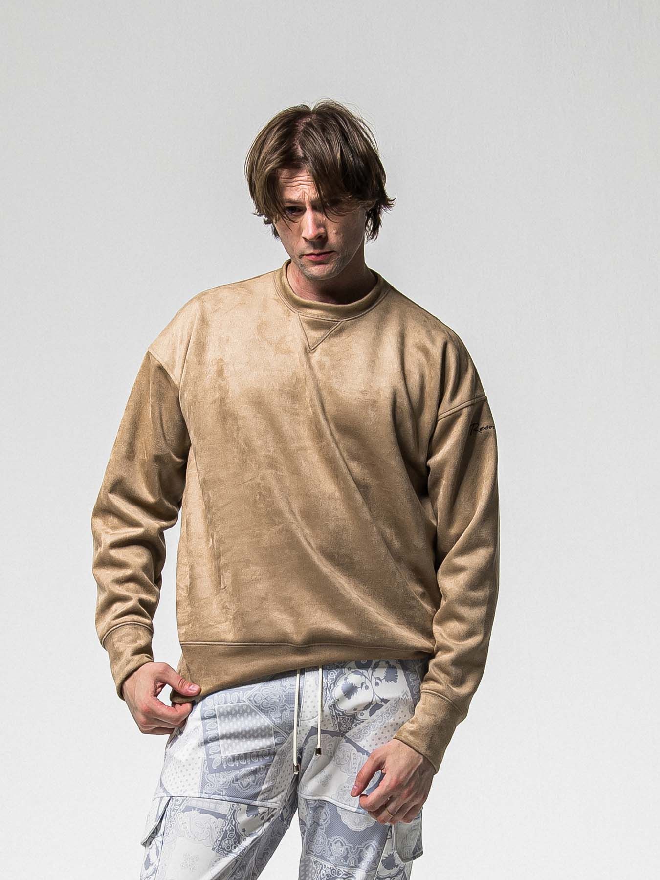 【予約品 8月31日(日) 締切】SUEDE DROP TRAINER / スウェード ドロップショルダートレーナー / ブラウン