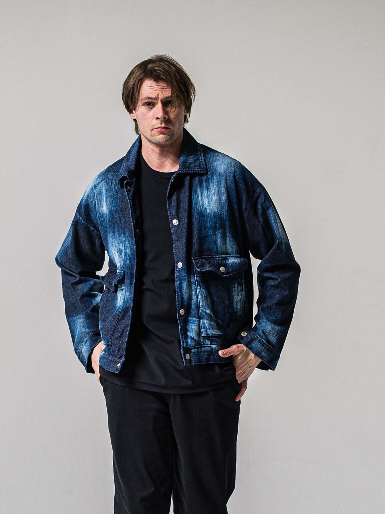 【予約品 11月16日(日) 締切】LDENIM AG FLIGHT JK / ライトデニム ミリタリージャケット / インディゴユーズド