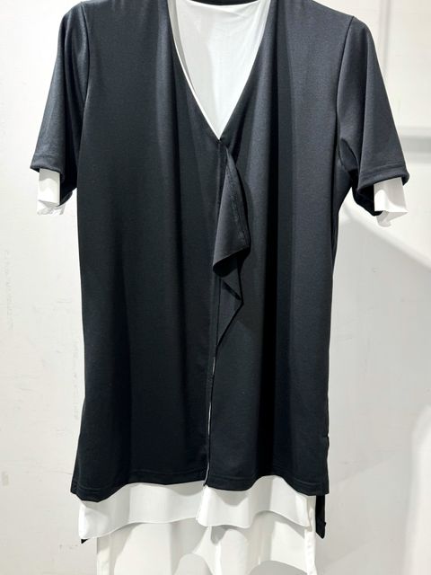 《予約品6/17締め》 FrillLayeredT-Shirt / レイヤードTシャツ / ブラック・ホワイト