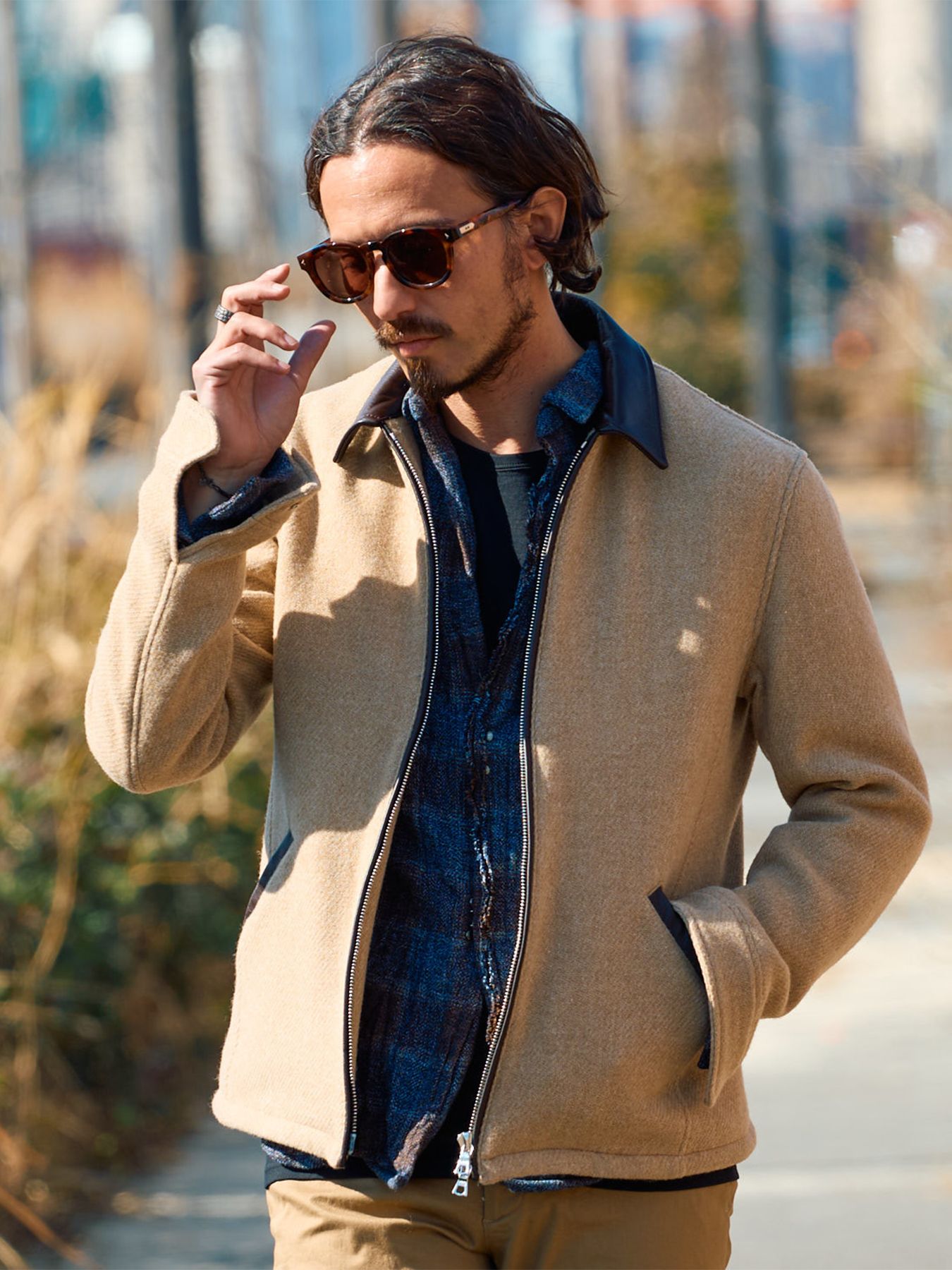 【予約品 】classical tweed zip blouson / クラシックツイード ジップブルゾン / ベージュ