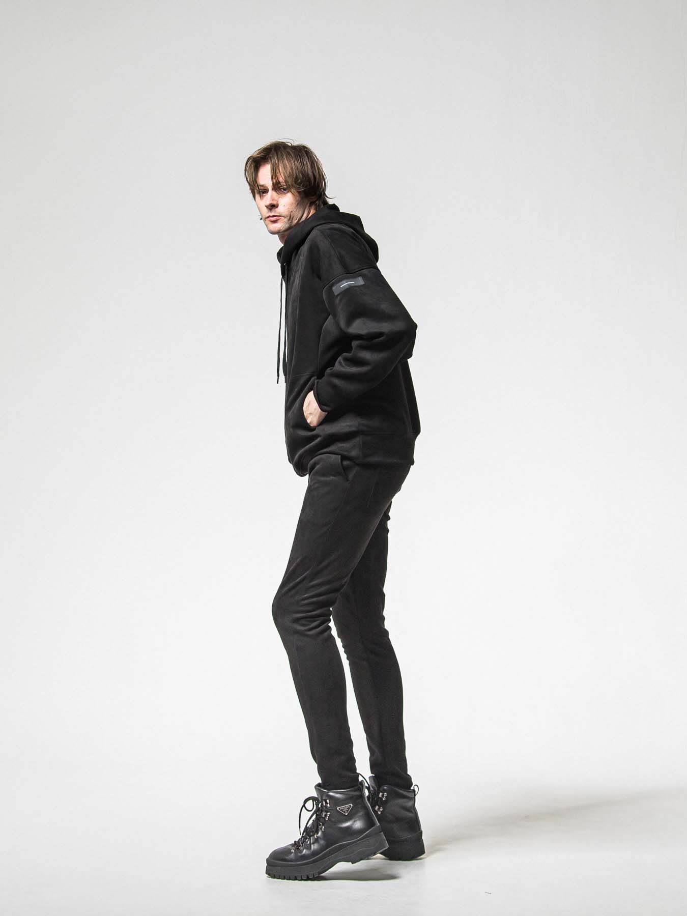 【予約品 8月31日(日) 締切】CHRIS EASY SUEDE TUCK PANTS / クリス イージー スウェードタックパンツ / ブラック