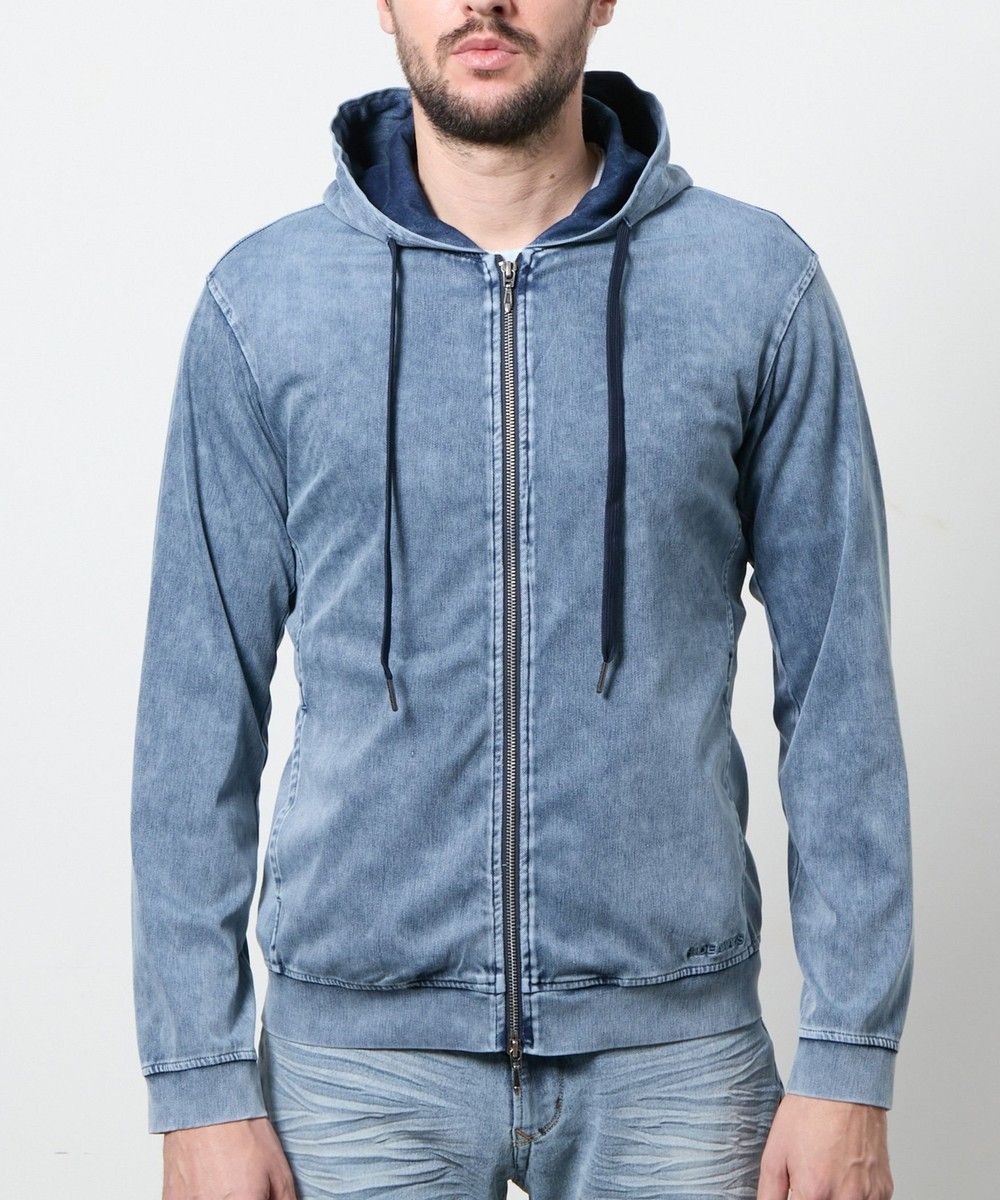 ハイテンションジャージーデニムジップアップパーカー【HIDEAWAYS NICOLE】