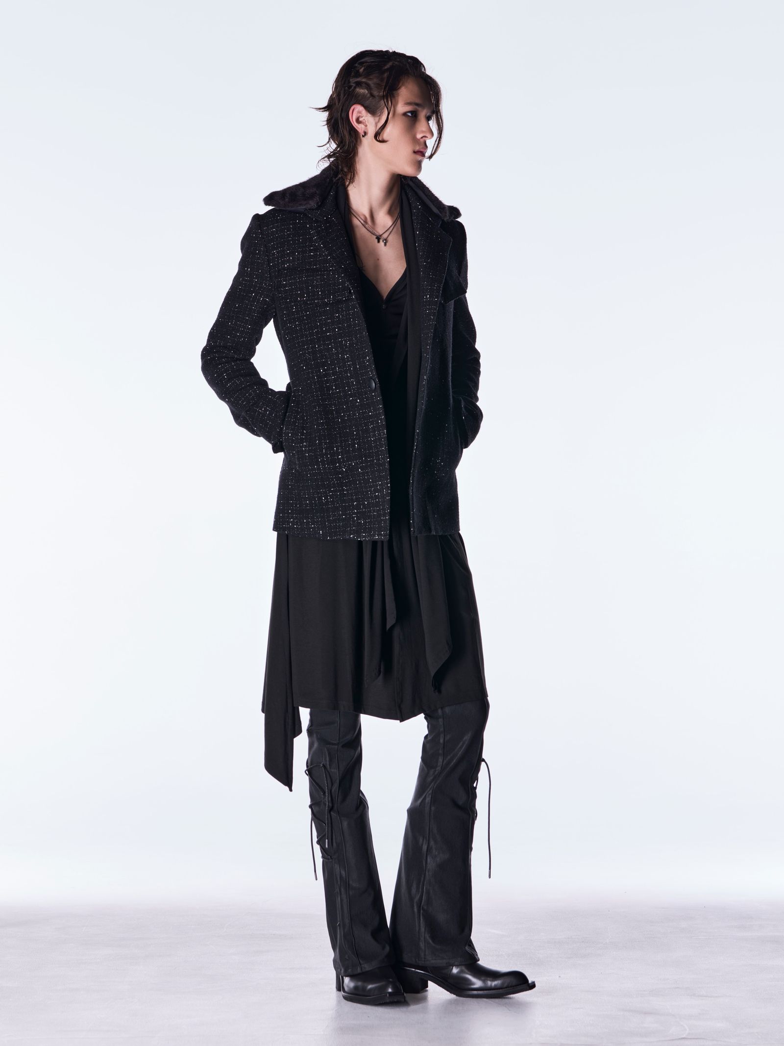 【予約品 6月29日(月) 締切】Heat Tech BEATENJIKU Stole Cardigan / ストールカーディガン / ブラック