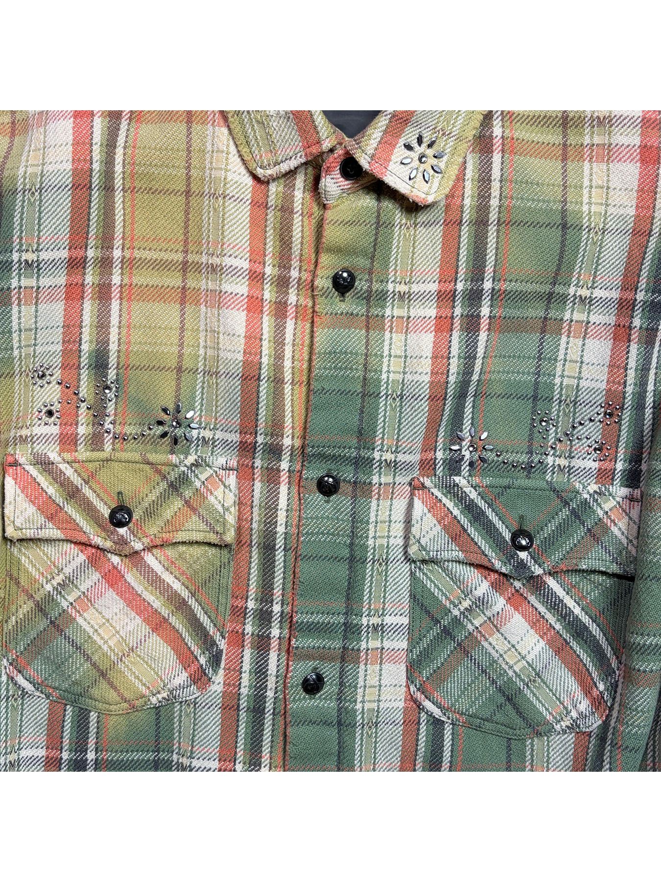 【予約品 3月9日(月) 18:00 締切】STUDS CHECK SH / スタッズ チェックシャツ / グリーン