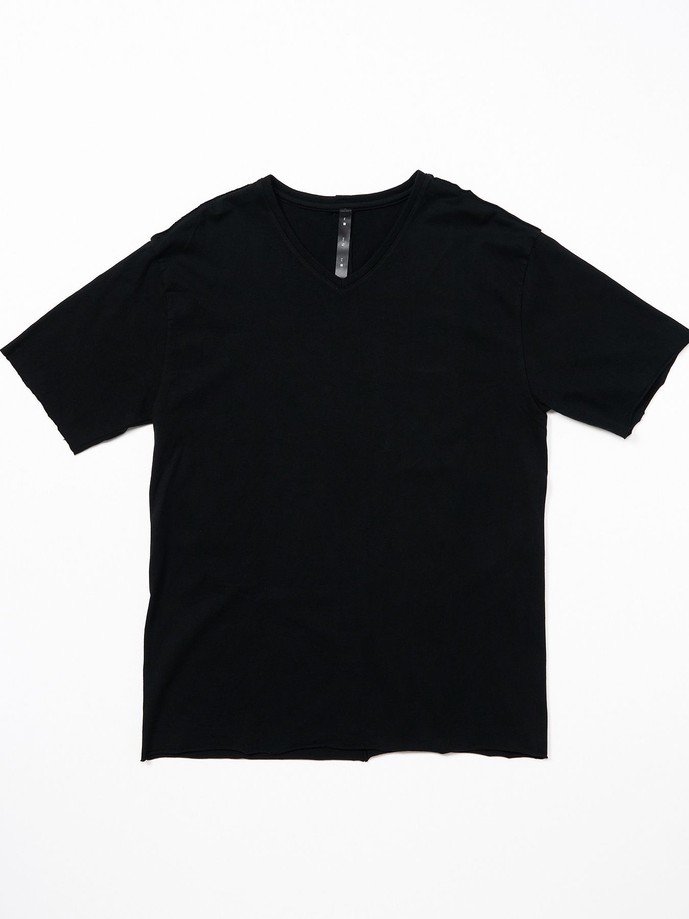 【予約品 9月23日(火) 締切】wide cut-off V-neck S/S / ワイド カットオフ Vネック ショートスリーブ / ディープブラック