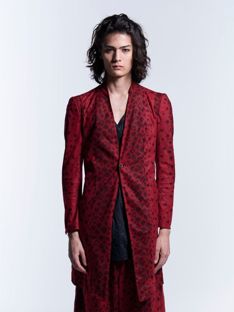 コラボ Collarless Flare Jacket / RedLeopard【BLACK HONEY CHILI COOKIE × kiryuyrik】