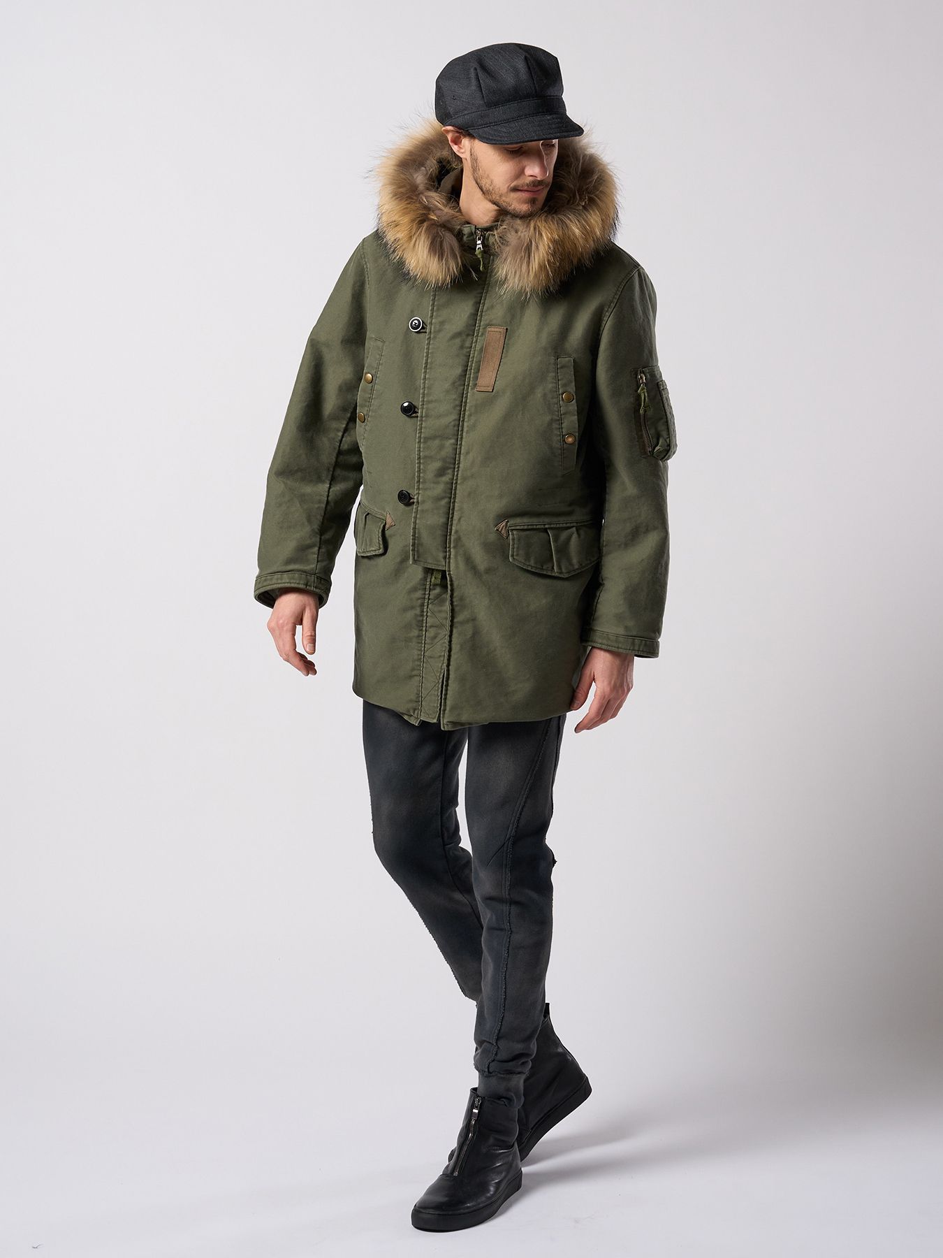 【予約品 4月19日(日) 18時締切】venetian stripe engineer cap / ヴェネツィアン ストライプ エンジニアキャップ / チャコール