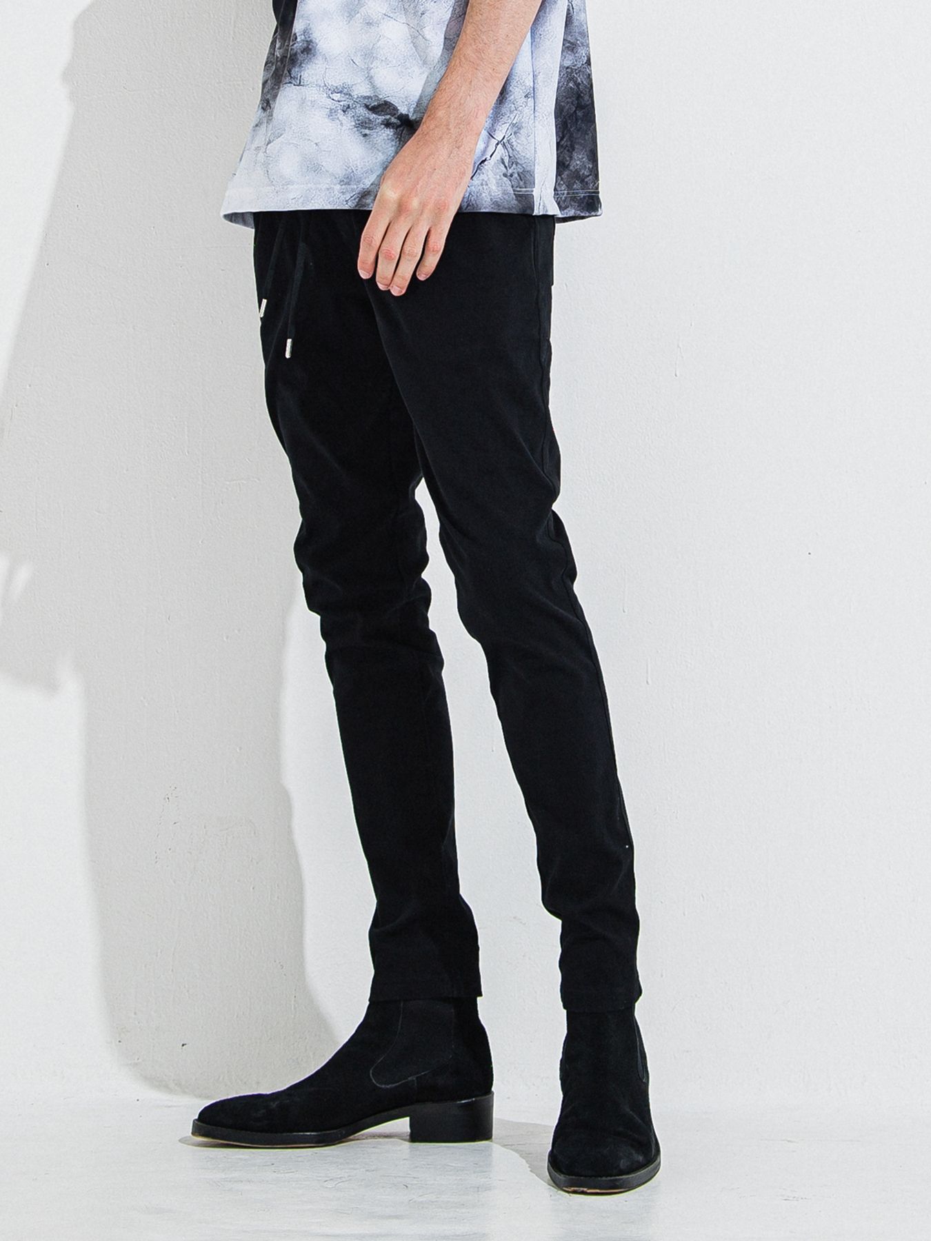 【予約品 】DENIM JERSEY CHRIS EASY TUCK PT / デニムジャージクリスイージータックパンツ / ブラック