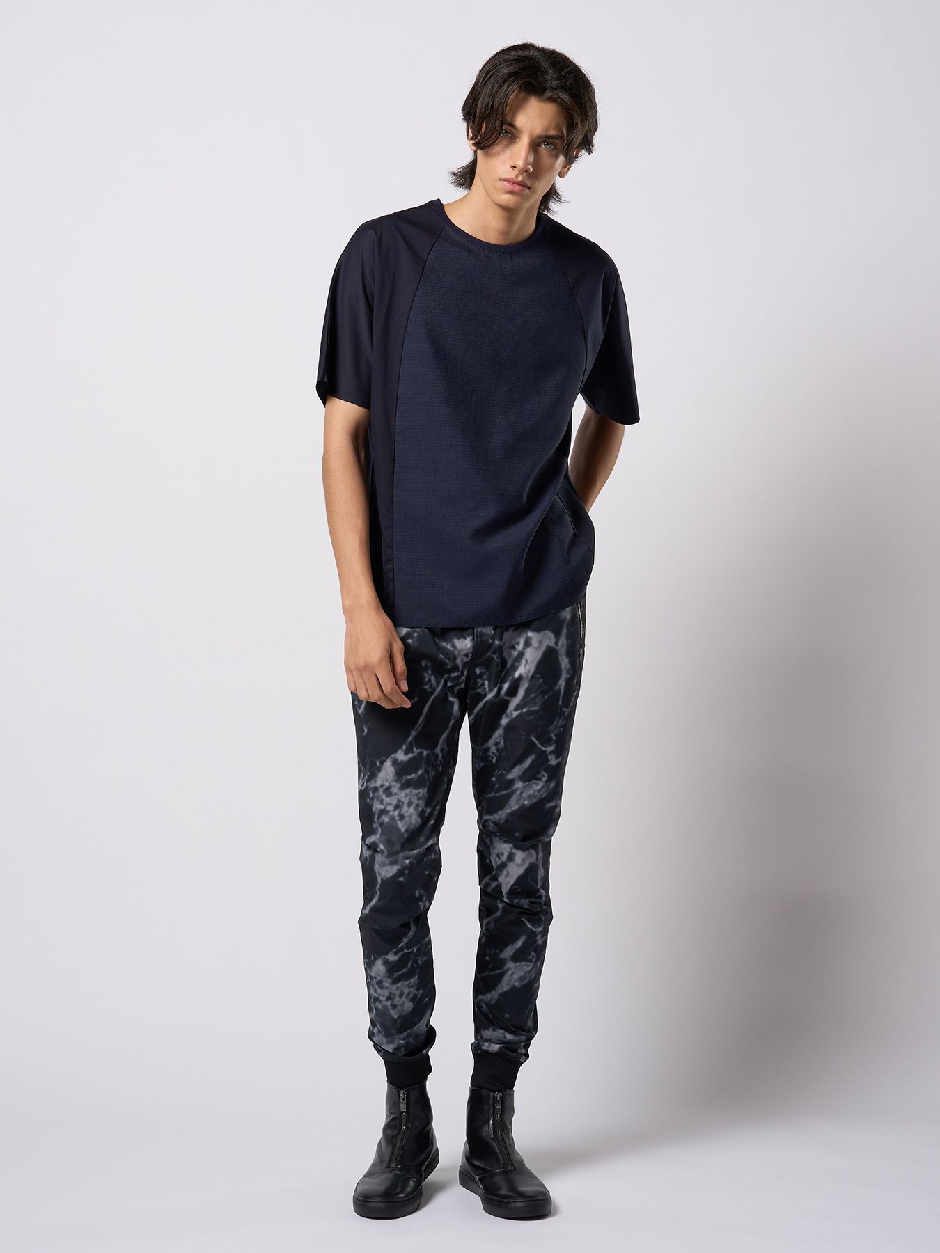 【予約品 9月23日(火) 締切】tuck rib pants / タックリブパンツ / モノプリント