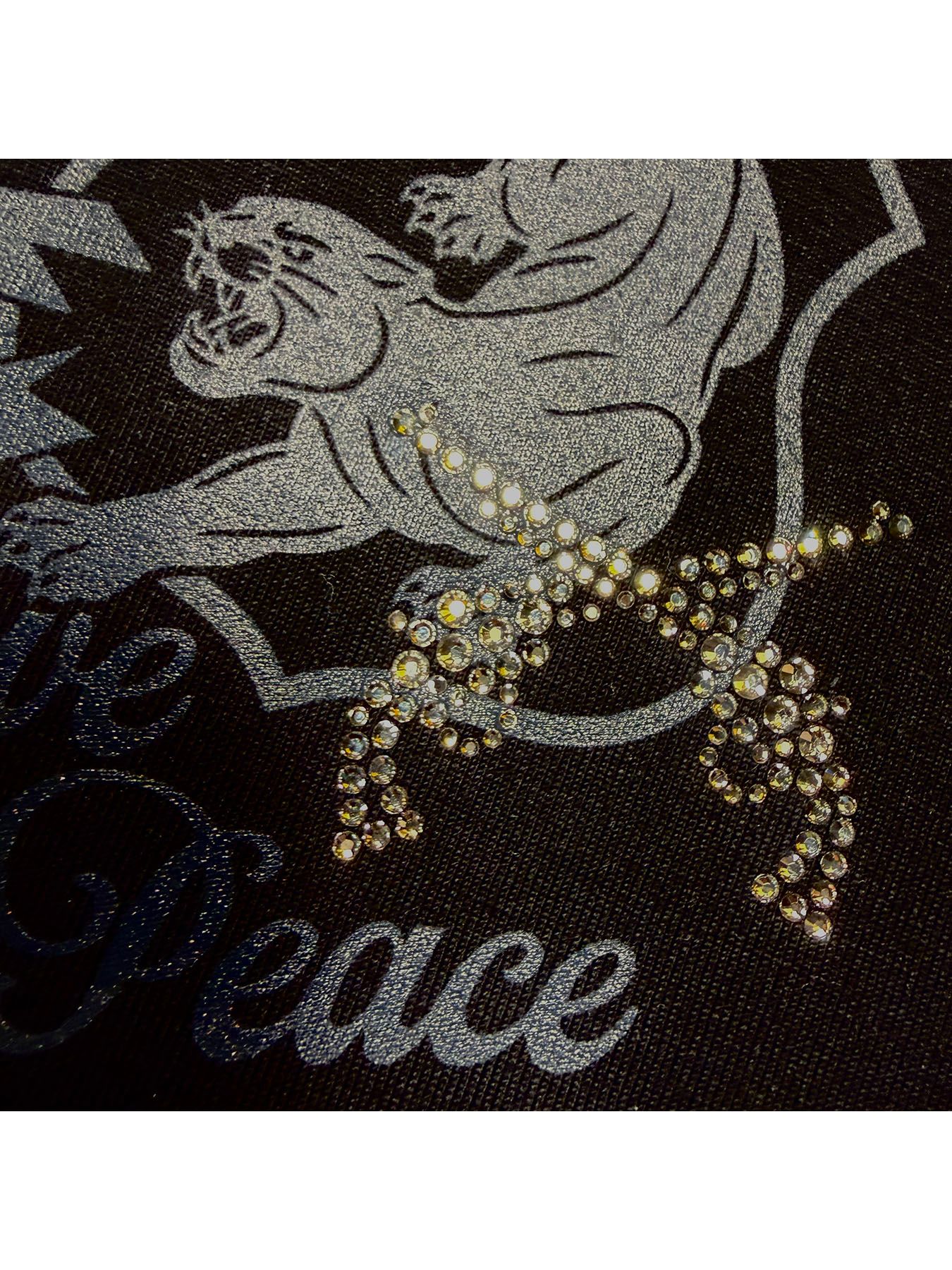 【予約品 3月9日(月) 18:00 締切】ORG/CO L/TEE PANTHER / パンサーエンブレム クリスタルクロスガン オーガニックコットン ロンT / ブラック