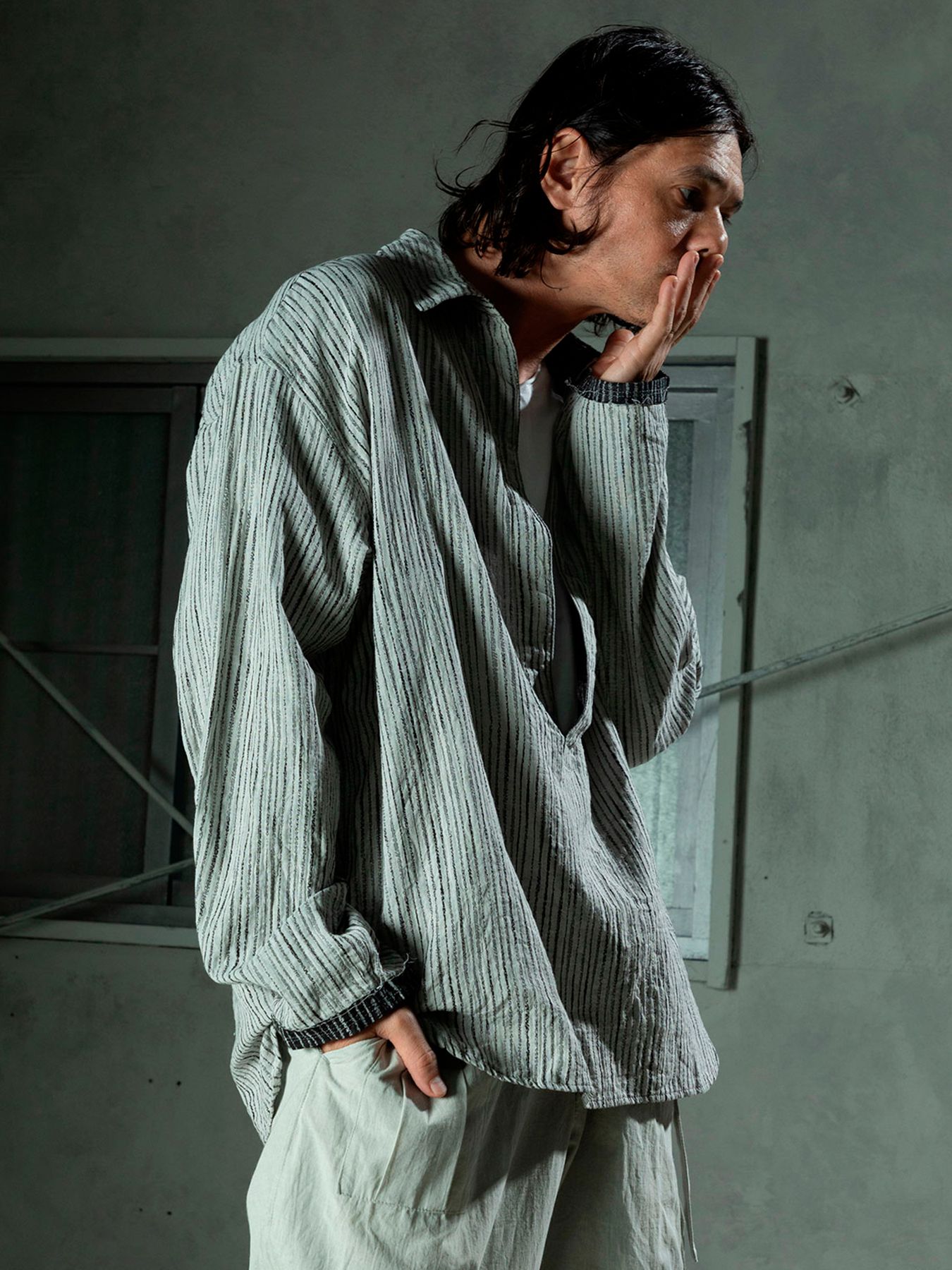 【予約品 11月9日(月) 締切】WAVEPULLOVER / ジャガードストライプ プルオーバー / グレー