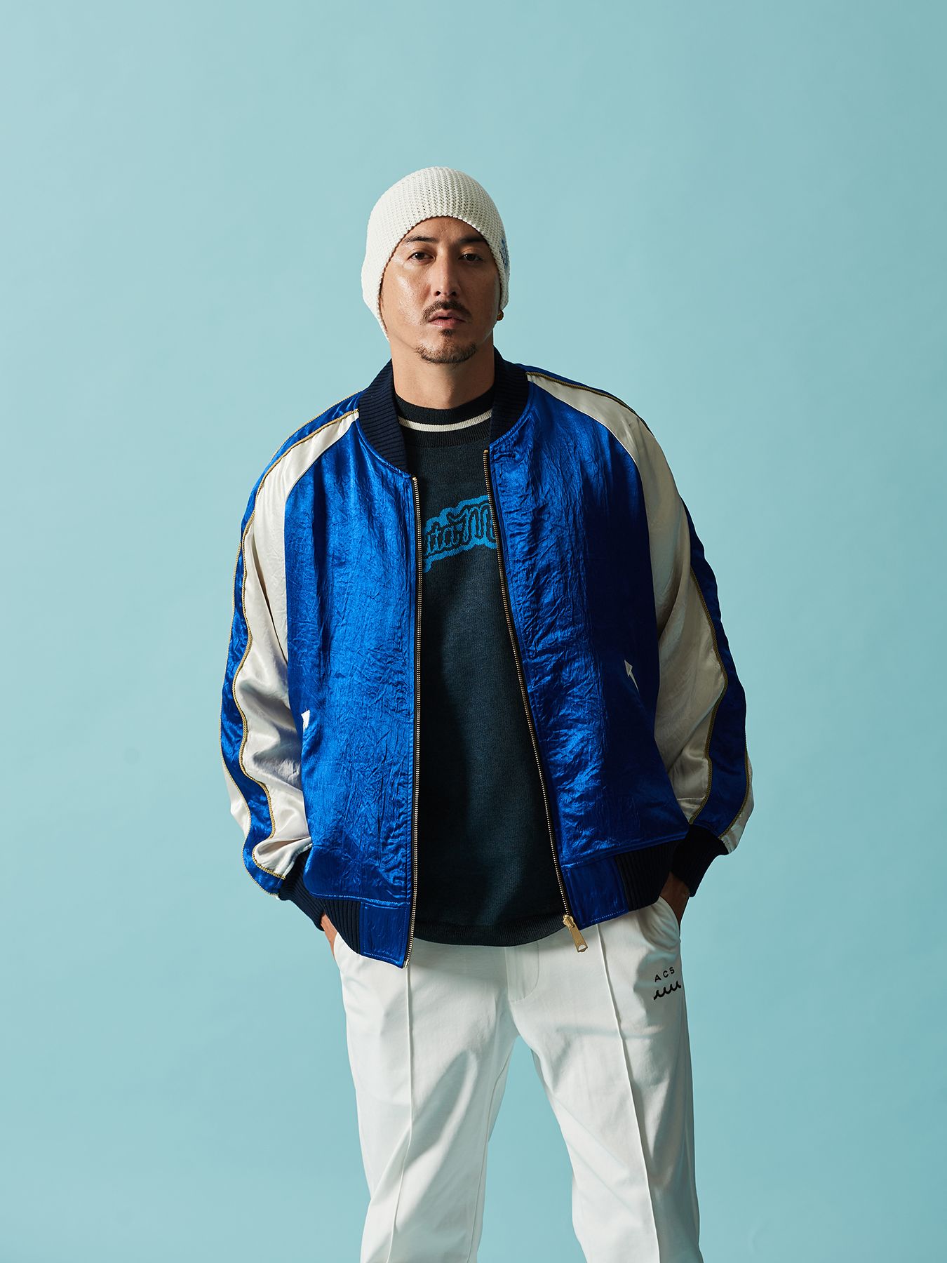 【予約品 10月9日(木) 締切】muta Souvenir Jacket / リバーシブル スーヴェニアジャケット / ブルー【Acanthus × muta MARINE】