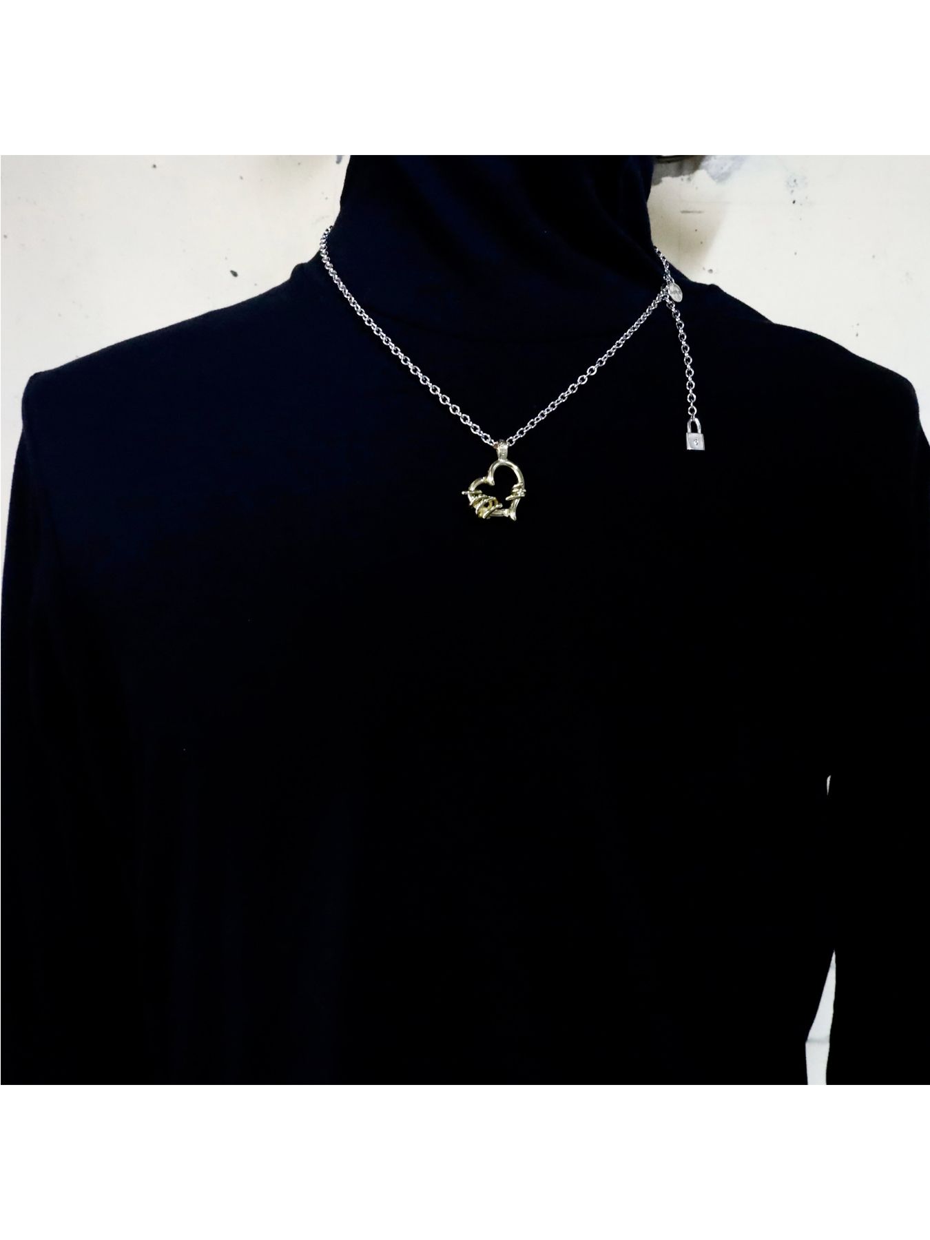 《受注生産》BRASS THORNY HEART #2 STAINLESS NECKLACE / ブラスソーニーハートステンレスチェーンネックレス / 注文から1～3週間後入荷予定