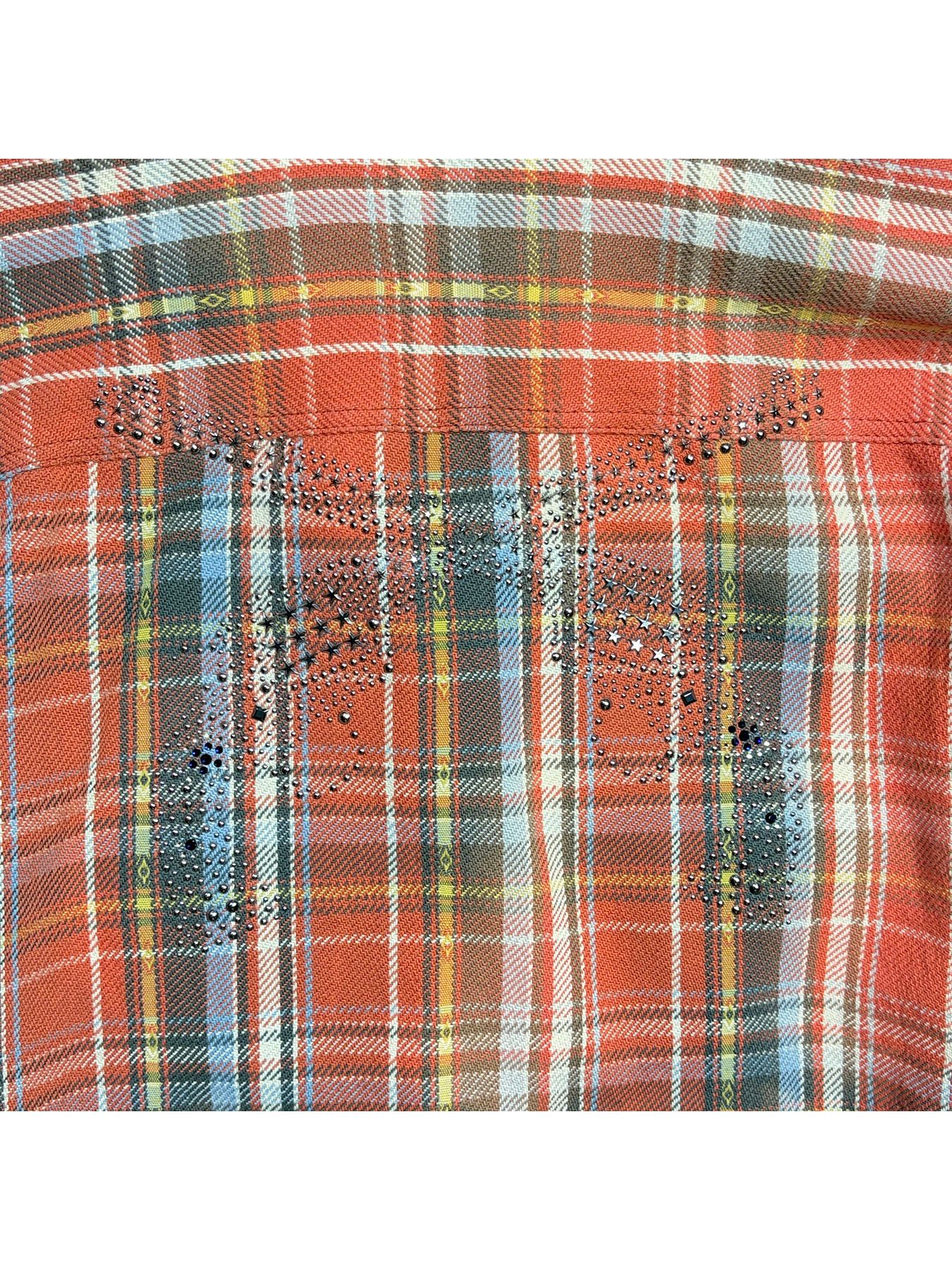 【予約品 3月9日(月) 18:00 締切】STUDS CHECK SH METAL / メタルクロスガン スタッズ チェックシャツ / レッド