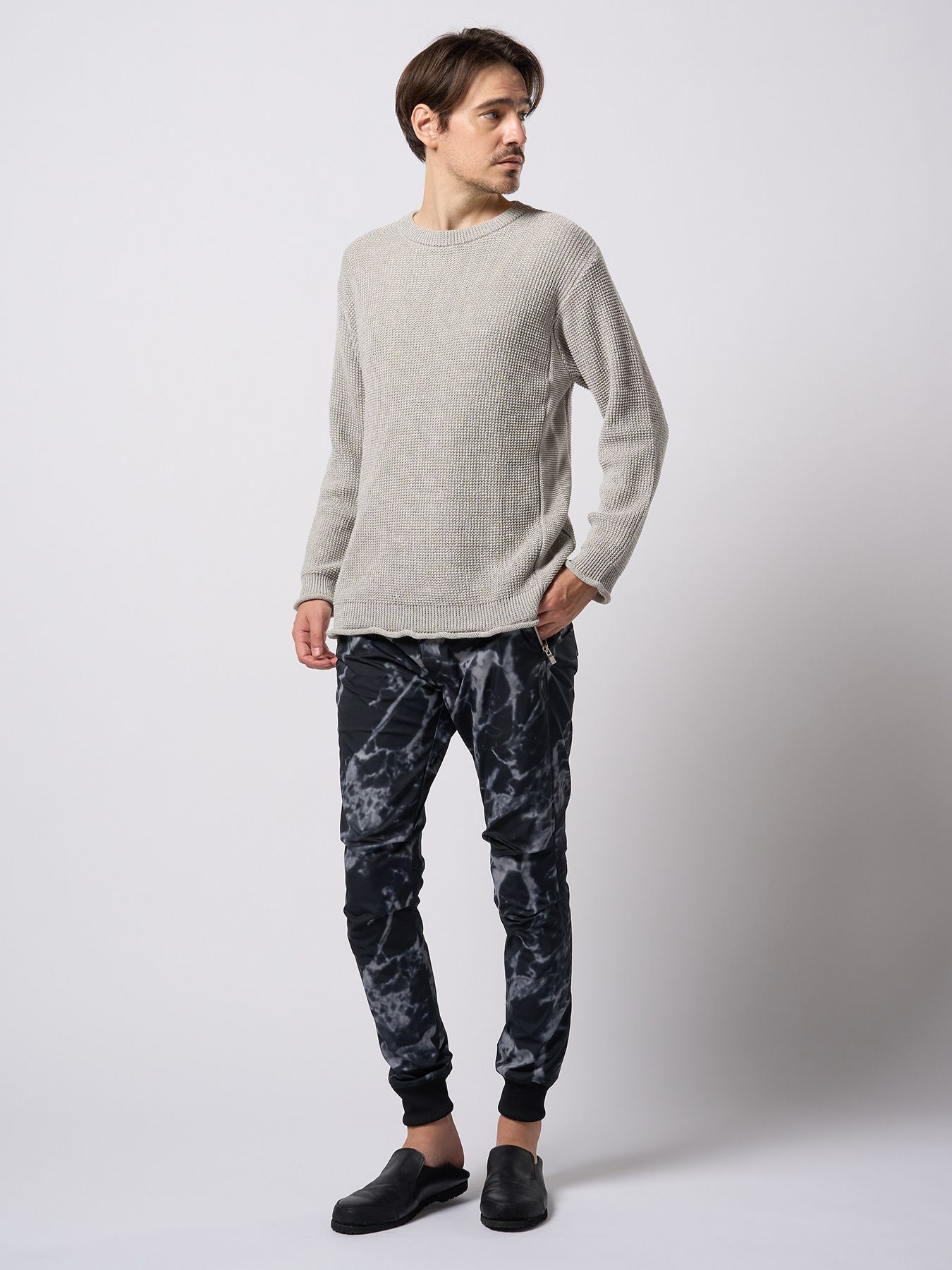 【予約品 9月23日(火) 締切】tuck rib pants / タックリブパンツ / モノプリント
