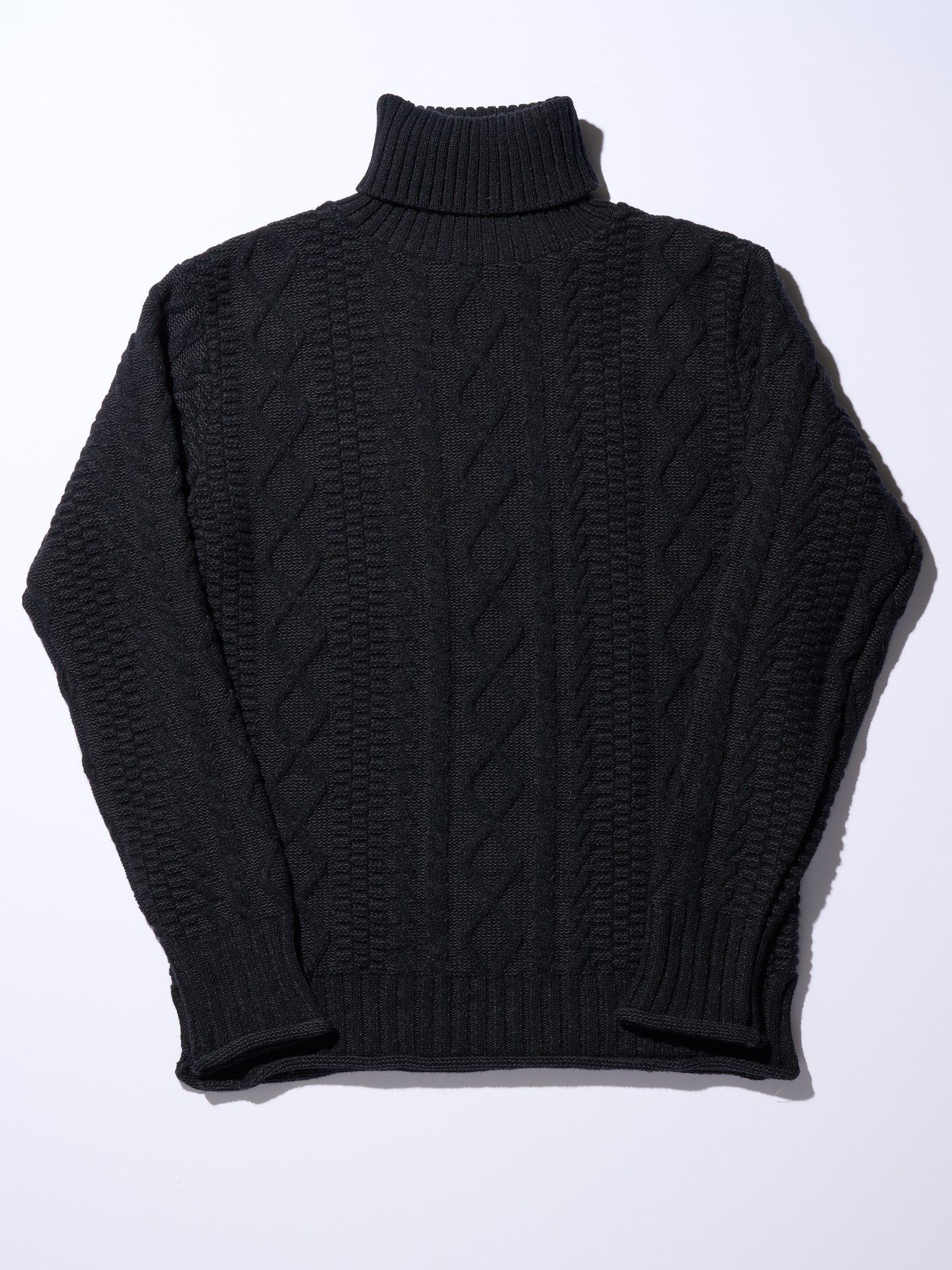 【予約品】 plating cable knit turtle / プルオーバー / ブラック