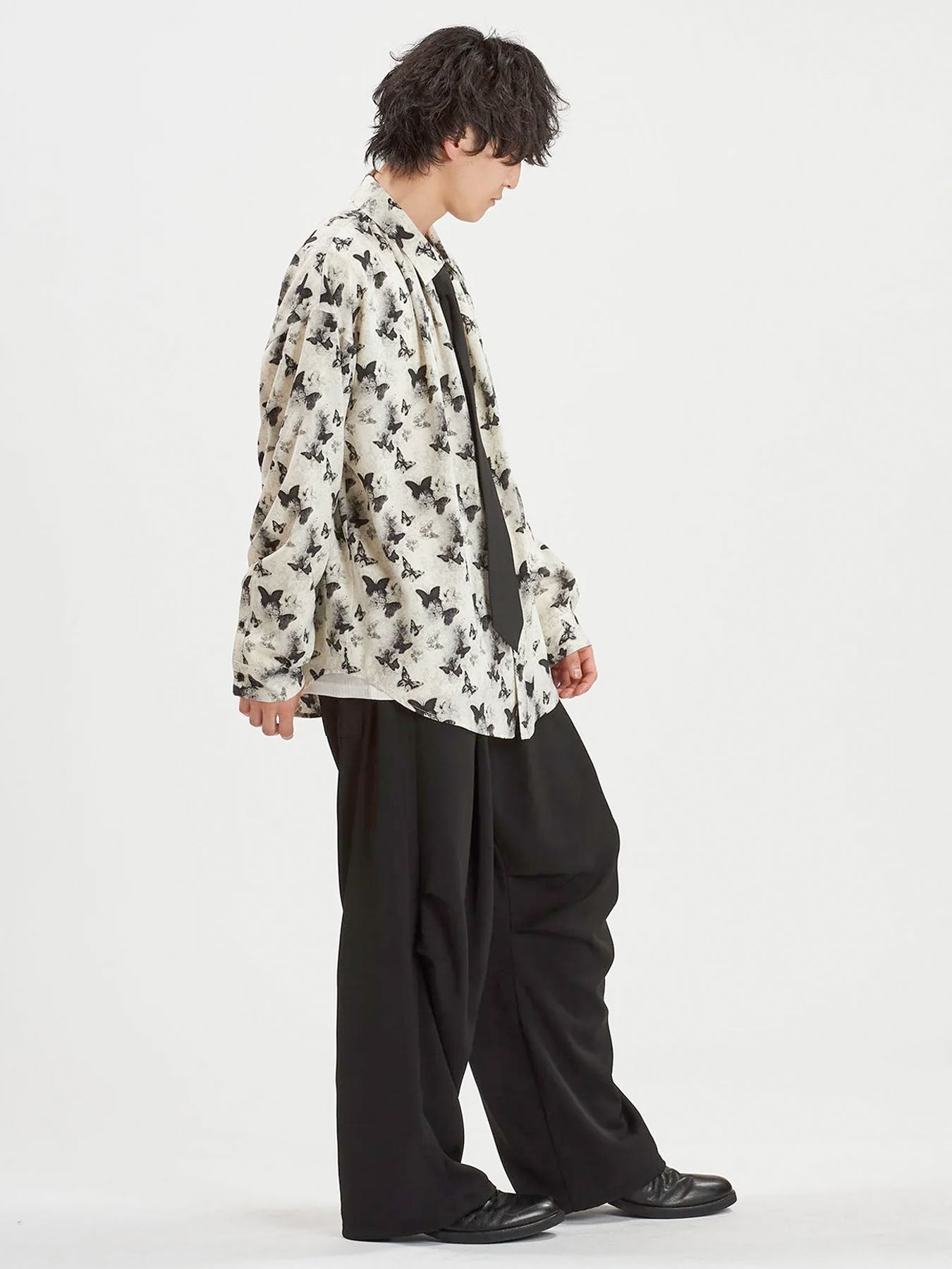 ネクタイ付ネックギャザー BIG シャツ / ホワイト【NOID.】