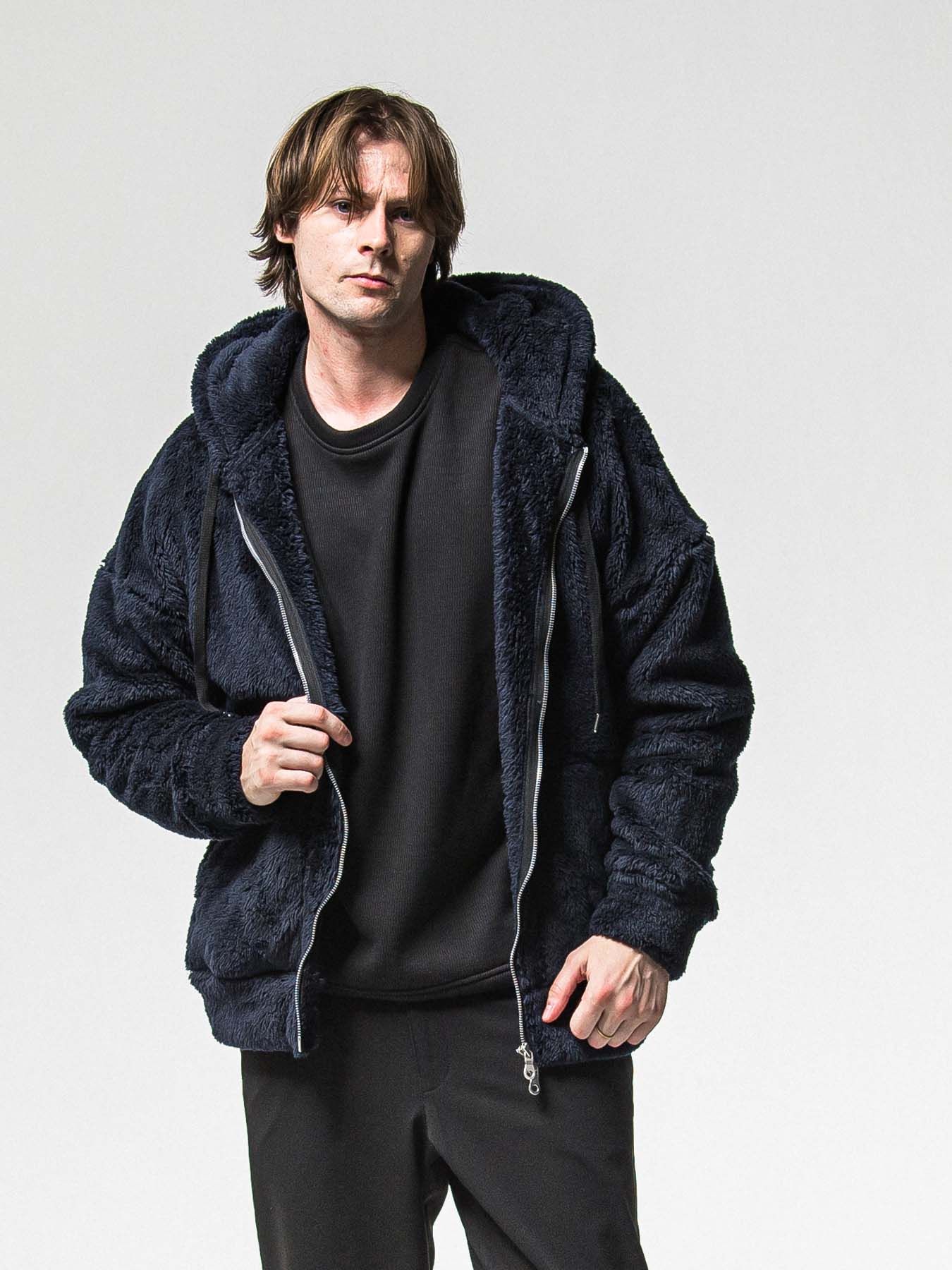 【予約品 】BOA ZIP LOOSE HOODIE / ボア ジップ ルーズフーディ / ネイビー