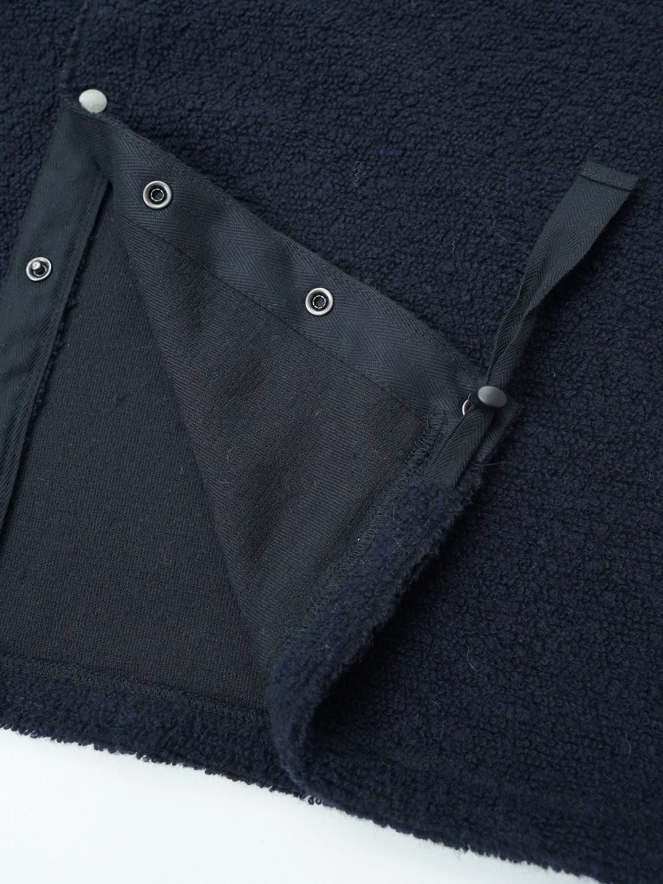 【予約品 】WOOLSNAP / ウールパイル カーディガン / ネイビー