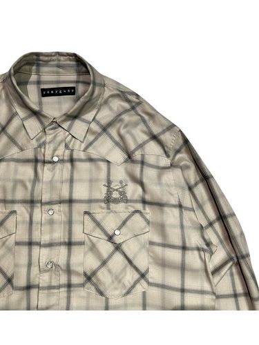 OMBRE CHECK SHIRT  刺繍入りグレー / roarguns