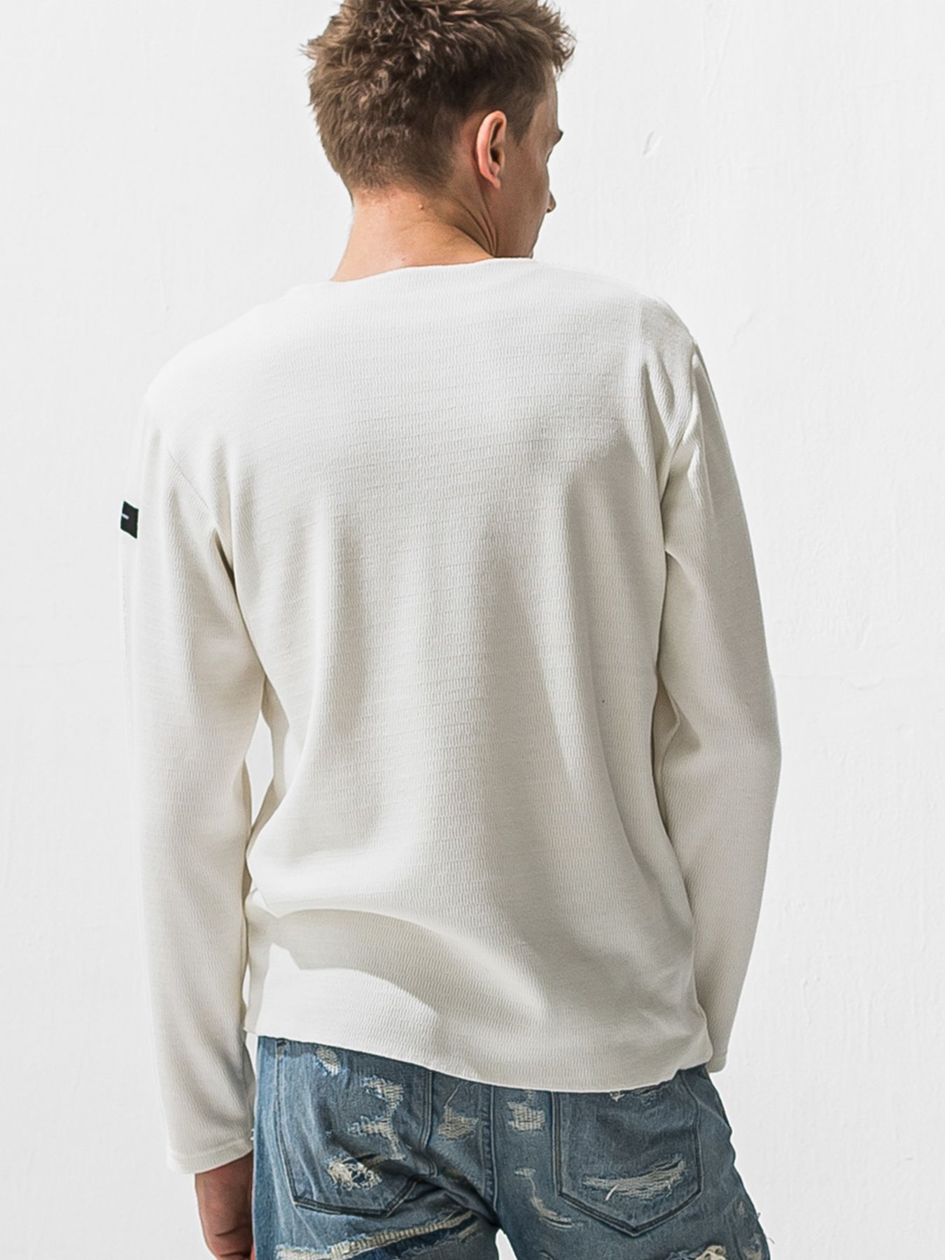 【予約品 9月6日(日) 締切】VELOURS FLEECE NEO THERMAL / 裏起毛 ハニカムサーマル ロングスリーブTシャツ / ホワイト