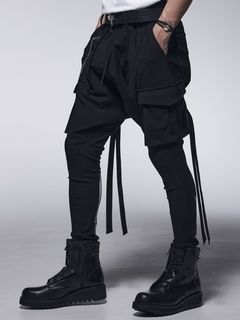 《予約品》 SaruelCargoPants / スワロ装飾カーゴパンツ / ブラック 【kiryuyrik】 9月以降入荷予定