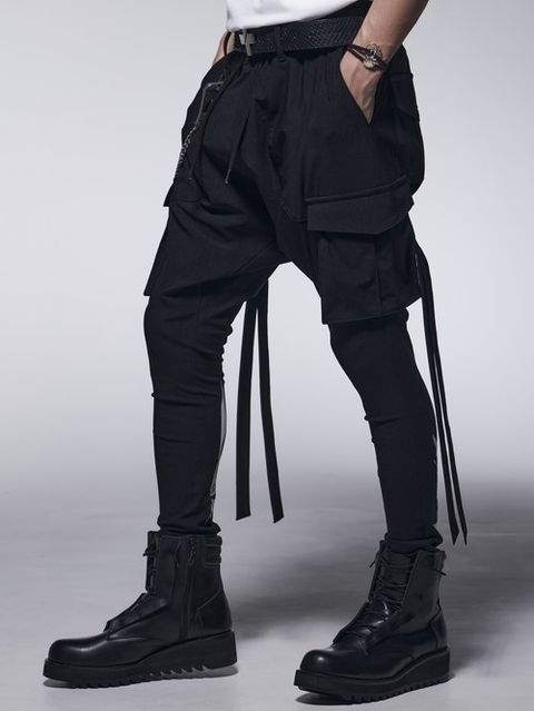 《予約品》 SaruelCargoPants / スワロ装飾カーゴパンツ / ブラック 【kiryuyrik】 9月以降入荷予定