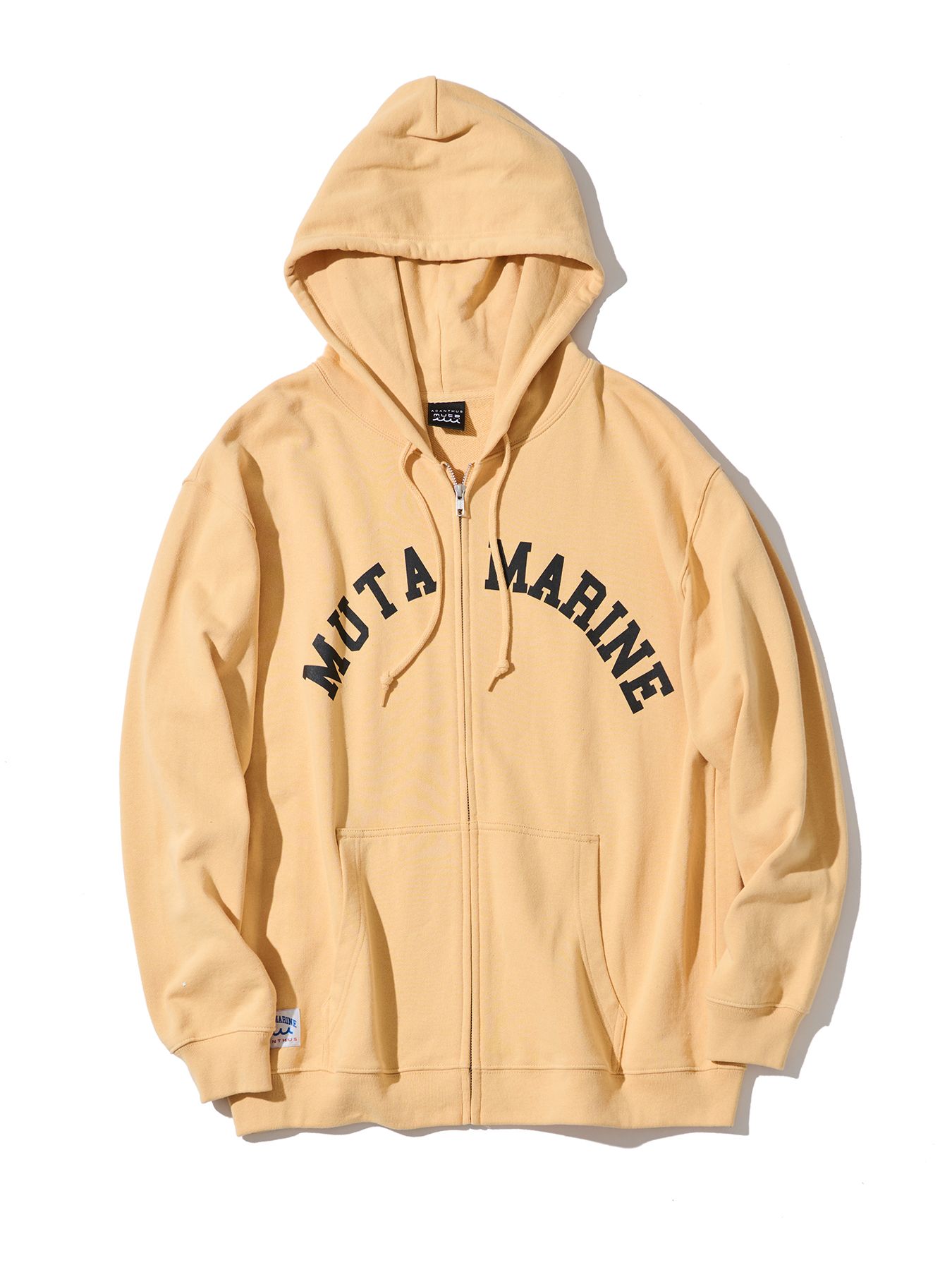 【予約品 10月9日(木) 締切】muta Arc Logo Zip Up Hooded Sweatshirt / ジップパーカー / イエロー【Acanthus × muta MARINE】
