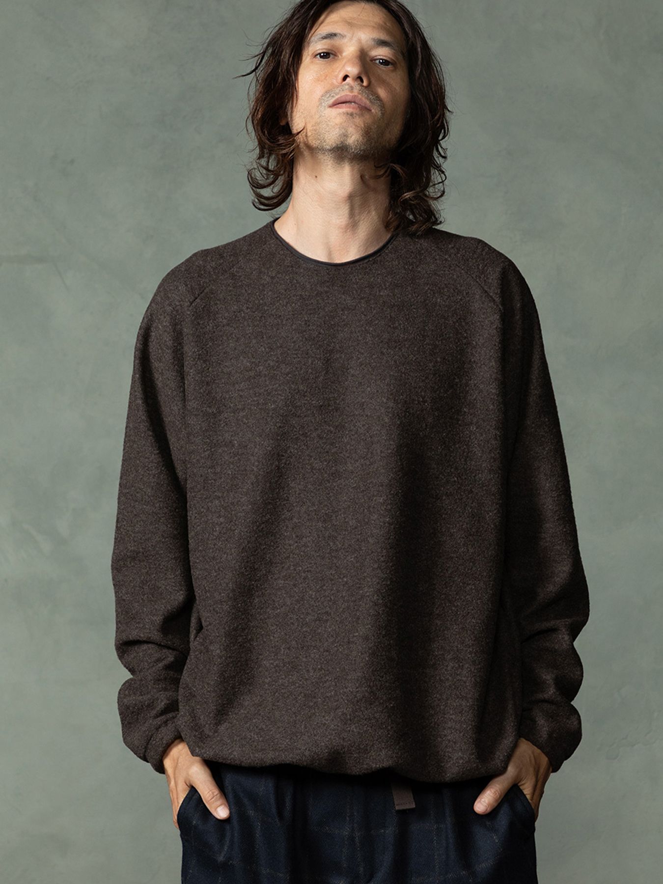 【予約品 7月5日(日) 締切】KNAP TOP / ブークレーウールTシャツ / 杢ブラウン