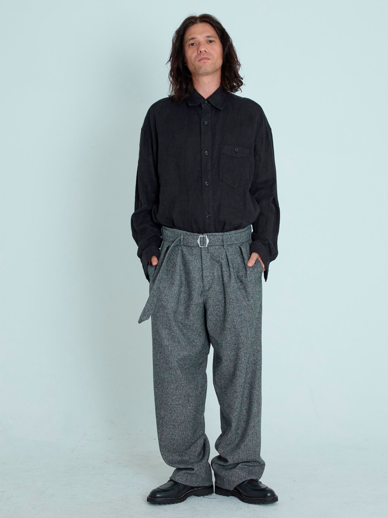 【予約品 5月7日(水)AM10時  締切】Brushlinen / リネンシャツ / ブラック