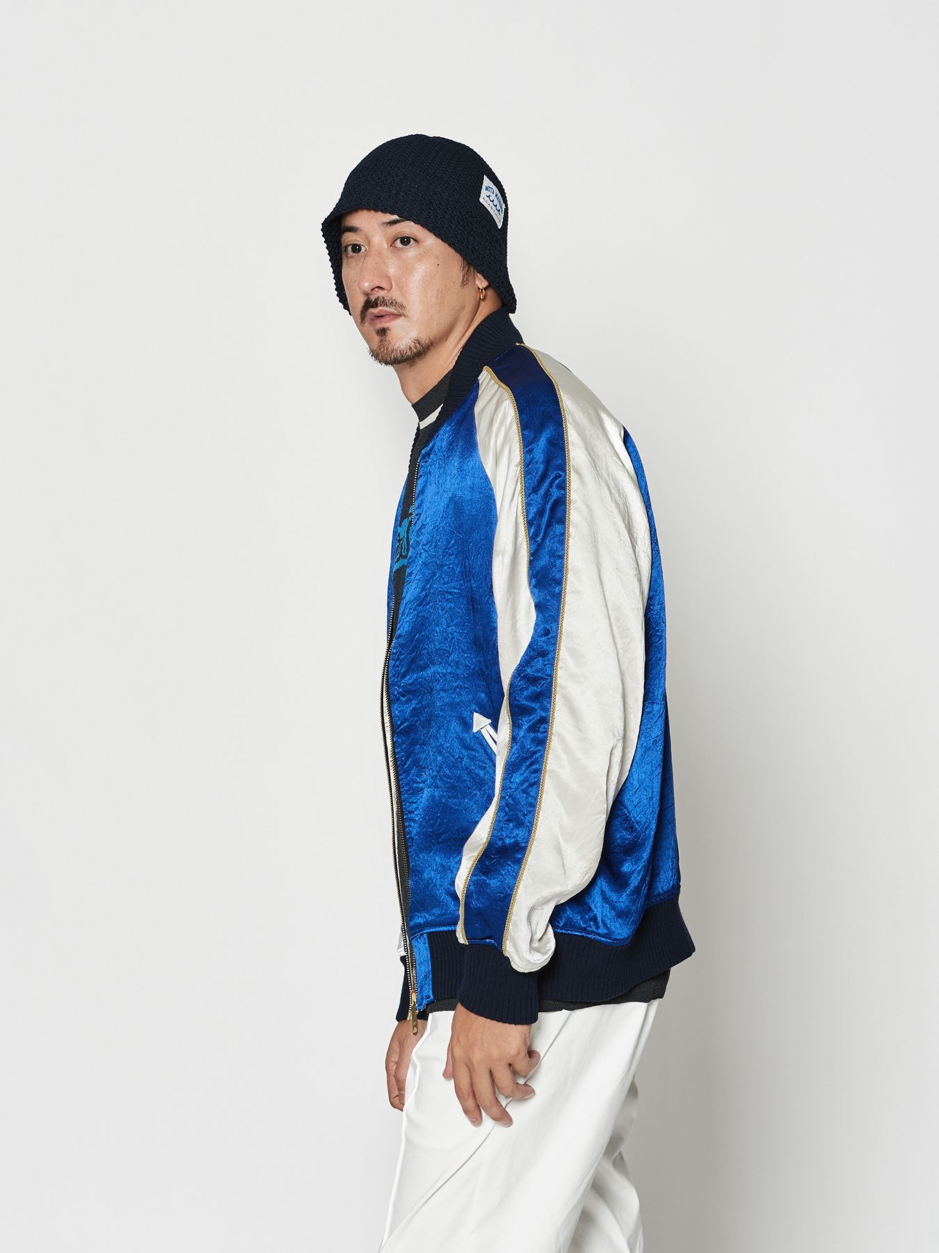 【予約品 10月9日(木) 締切】muta Souvenir Jacket / リバーシブル スーヴェニアジャケット / ブルー【Acanthus × muta MARINE】