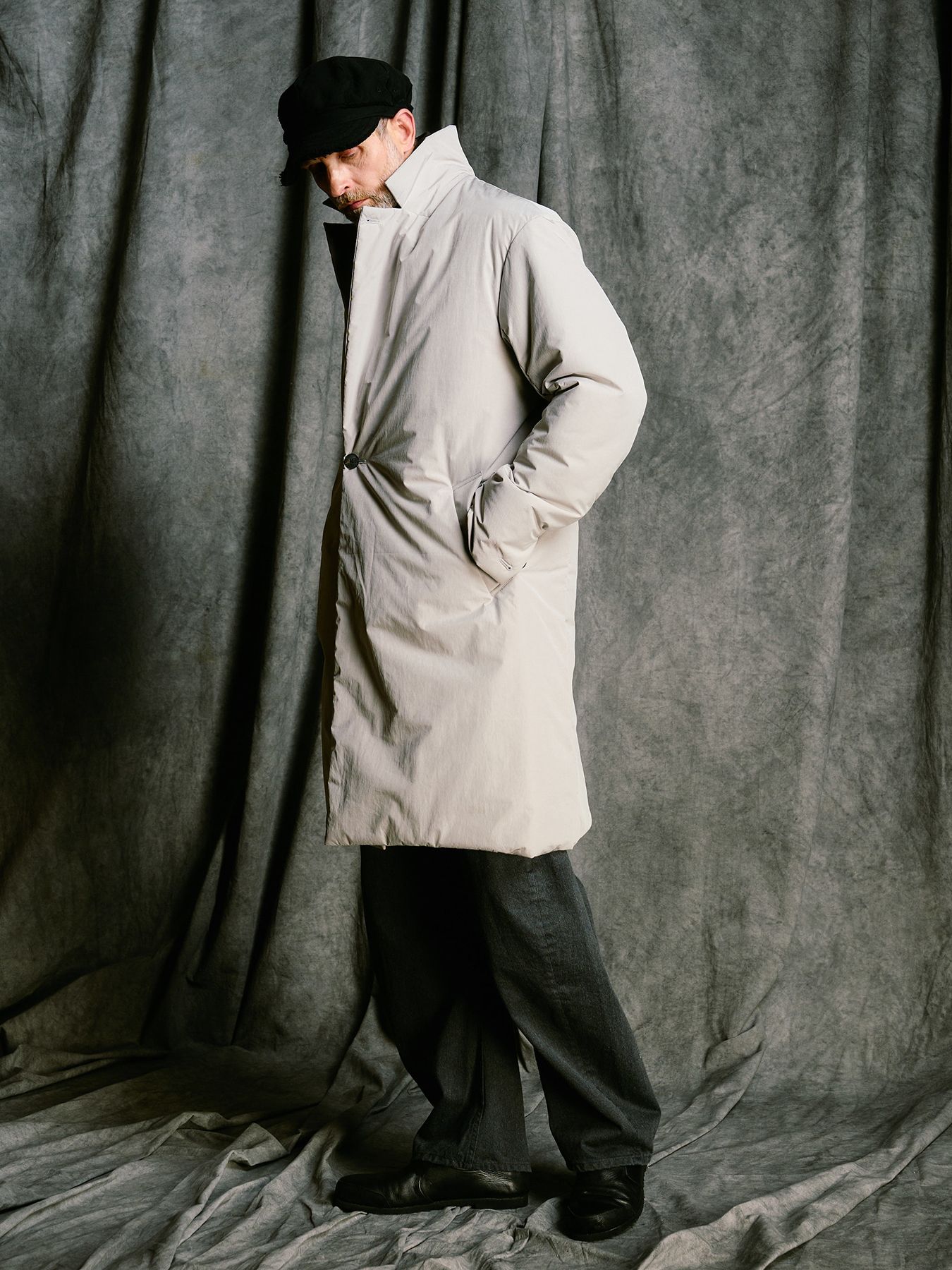 【予約品 4月19日(日) 18時締切】double breasted solid coat / ダブルブレスト ソリッド コート / フェードグレー