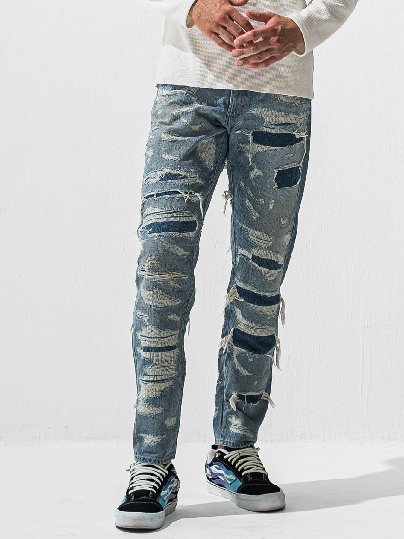 【予約品 9月6日(日) 締切】SCOTT JEANS / ライトオンスヴィンテージジーンズ / インディゴ スペシャルクラッシュ
