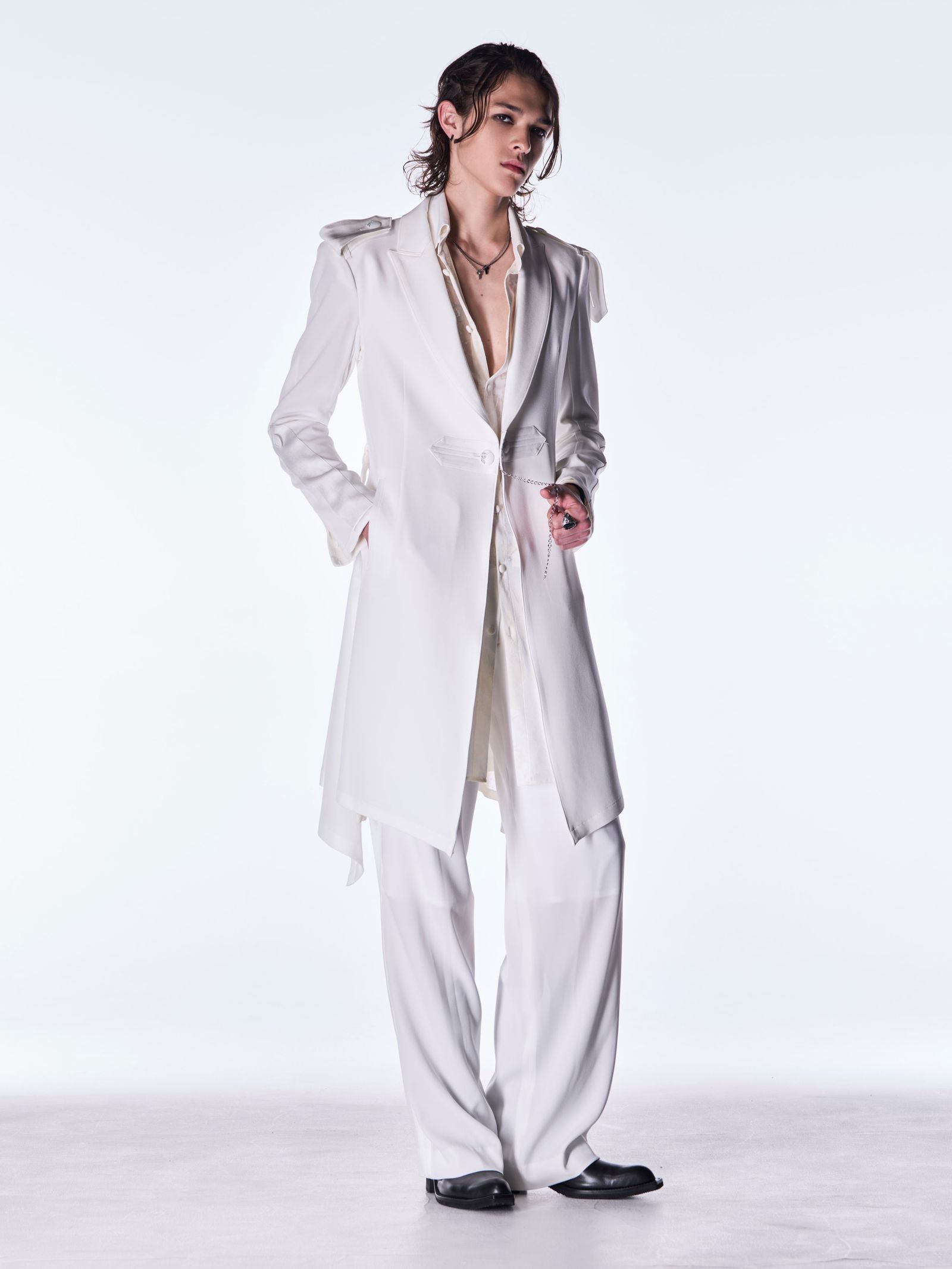 【予約品 6月29日(月) 締切】Back Satin Wide Slacks / ワイドスラックス / ホワイト