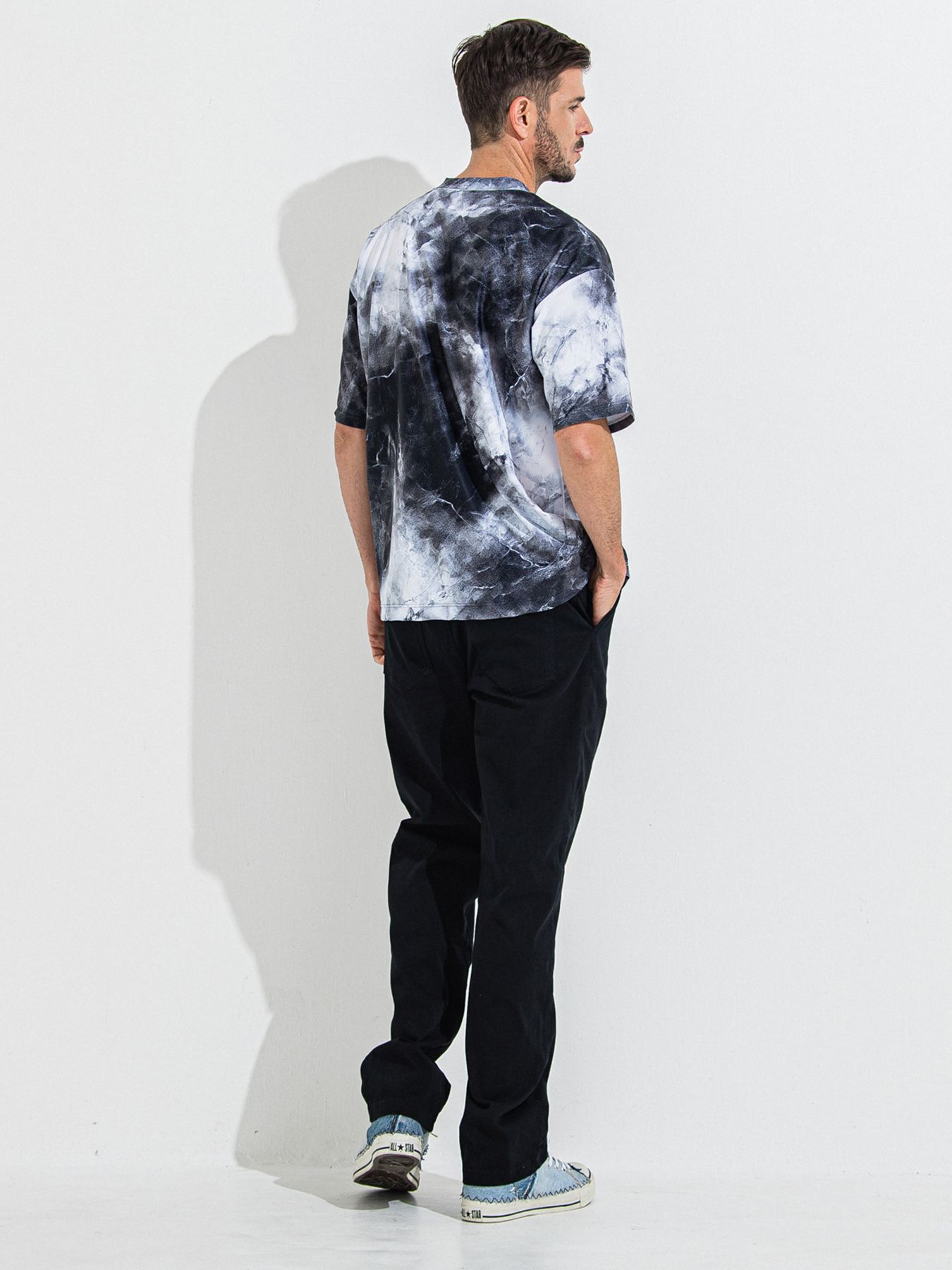 MARBLE RASH OVER T / ラッシュガード マーブルオーバーサイズTシャツ / ブラック