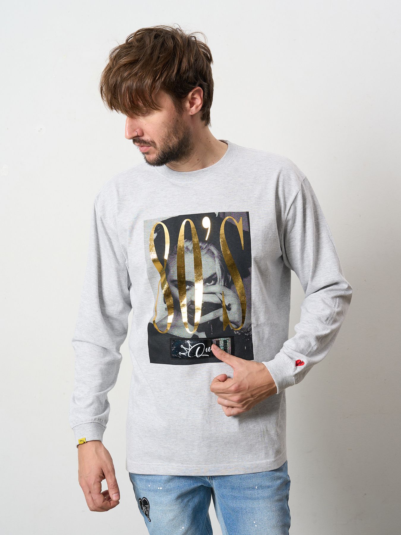 【予約品 5月8日(木) AM10時 締切】 5.6ozコットン天竺 80S QUEEN シークインLS Tシャツ / アッシュ