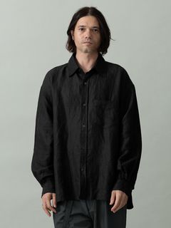 【予約品 2月1日(日) 締切】GATHERLINEN SHIRTS / リネンシャツ / ブラック