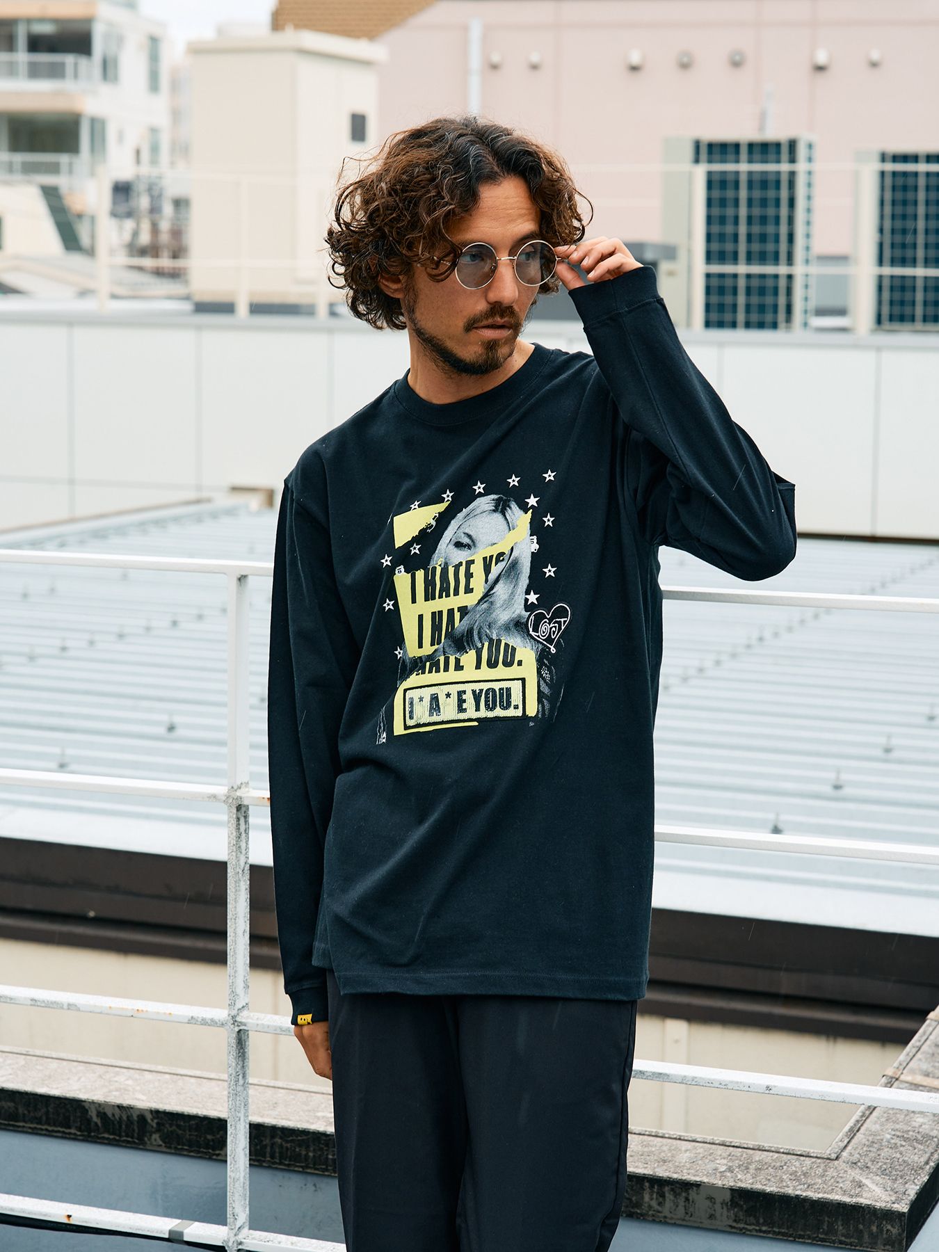 【予約品 5月8日(木) AM10時 締切】 5.6ozコットン天竺 I HATE YOU シークインLS Tシャツ / ブラック