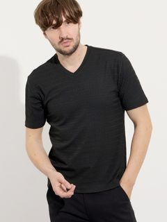 リンクスジャカードアラカルトVネックプルオーバー / ブラック【HIDEAWAYS NICOLE】