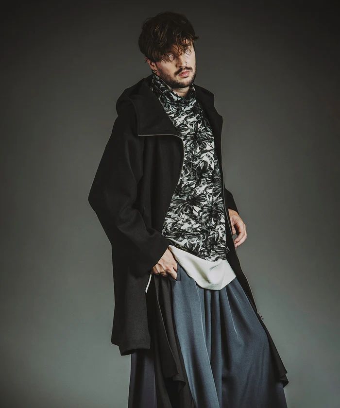 ボリュームネックギャザードレープPO BLACK【NO ID.】