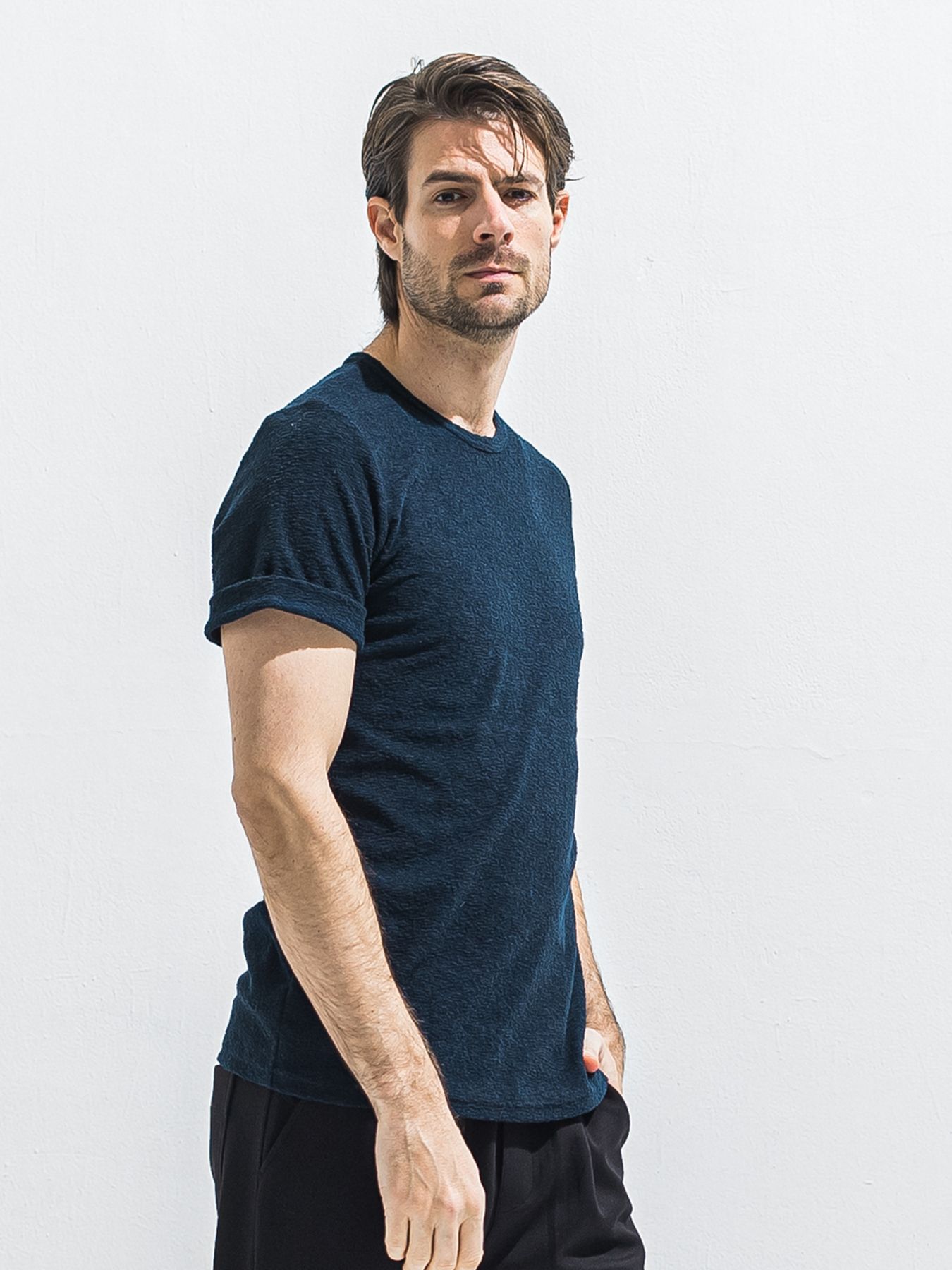 【予約品 2月15日(日) 18:00 締切】PILE ROLL UP TEE / パイルロールアップTシャツ / ネイビー