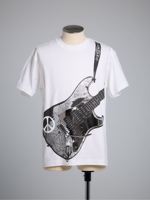 T-Shirts / ギタープリント Tシャツ / ホワイト×箔プリント