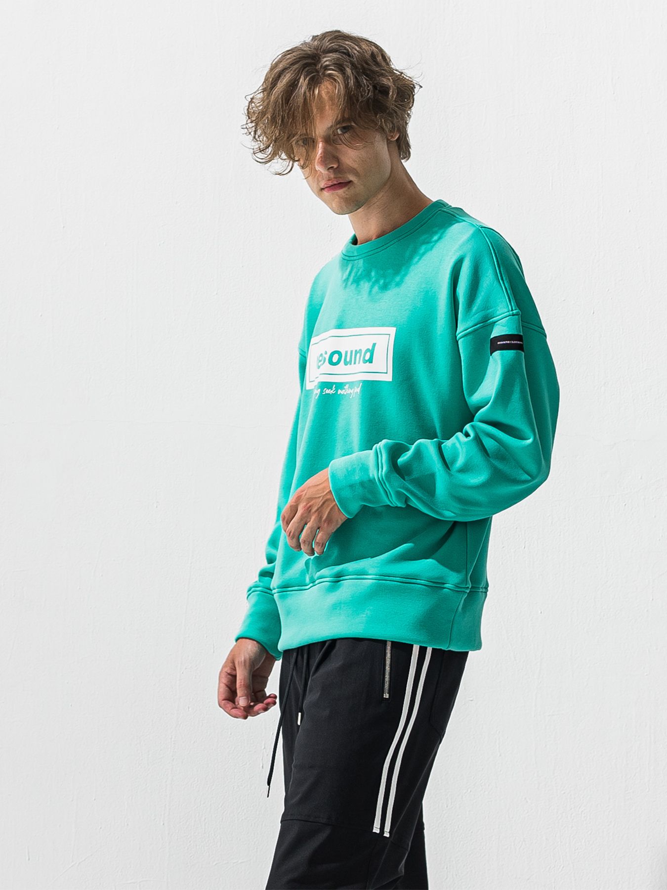 【予約品 9月6日(日) 締切】BOX VELOURS FLEECE DROP TRAINER / ボックスロゴ 裏起毛 ルーズトレーナー / ブルーグリーン