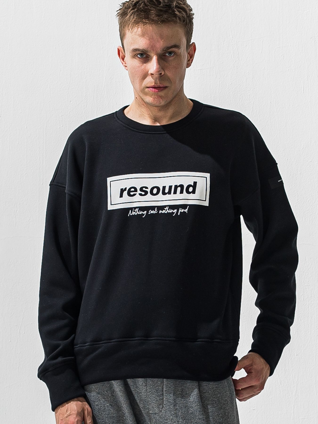 【予約品 9月6日(日) 締切】BOX VELOURS FLEECE DROP TRAINER / ボックスロゴ 裏起毛 ルーズトレーナー / ブラック