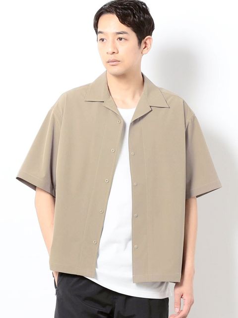 ストレッチリップ オープンカラーシャツ / ベージュ【Grand PARK NICOLE】