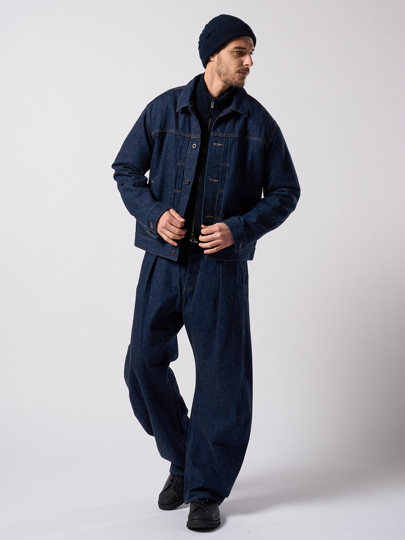 【予約品 4月19日(日) 18時締切】lomond×powder zip-up knit / ジップアップニット / ネイビー