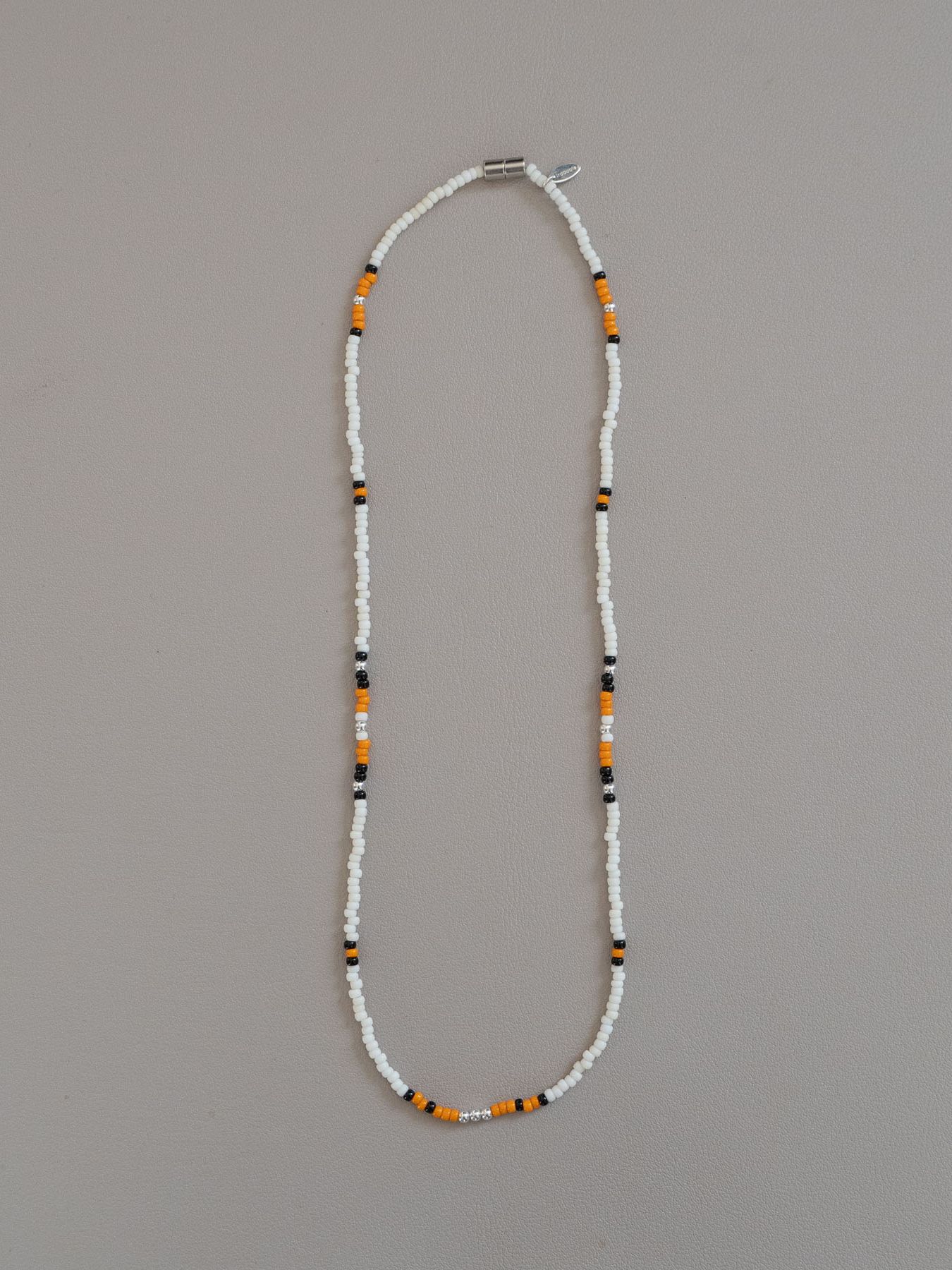 《予約品》 SILVER BEADS MIX NECKLAC / ネックレス / オレンジ 【Iroquois.SENTI】