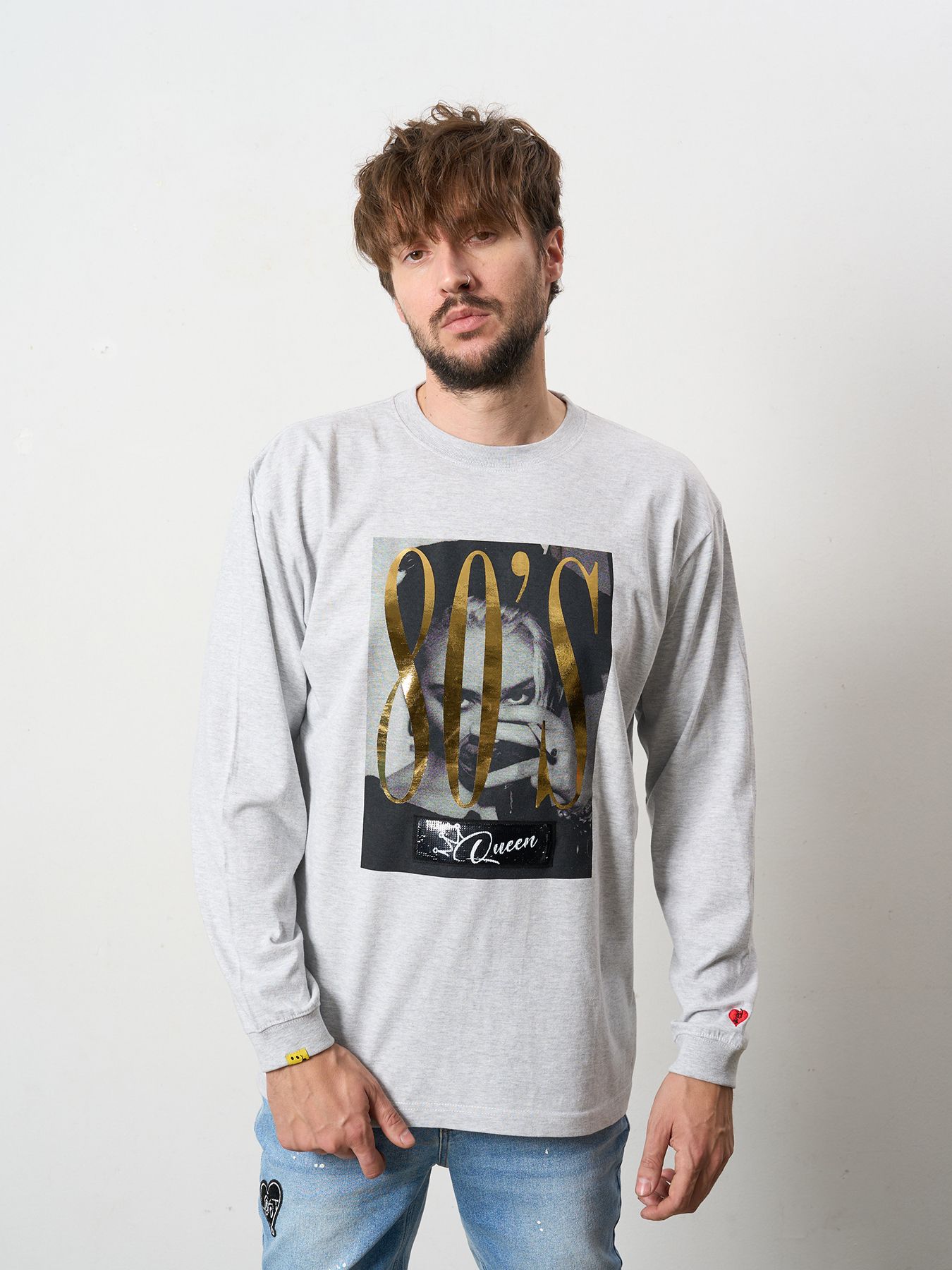 【予約品 5月8日(木) AM10時 締切】 5.6ozコットン天竺 80S QUEEN シークインLS Tシャツ / アッシュ